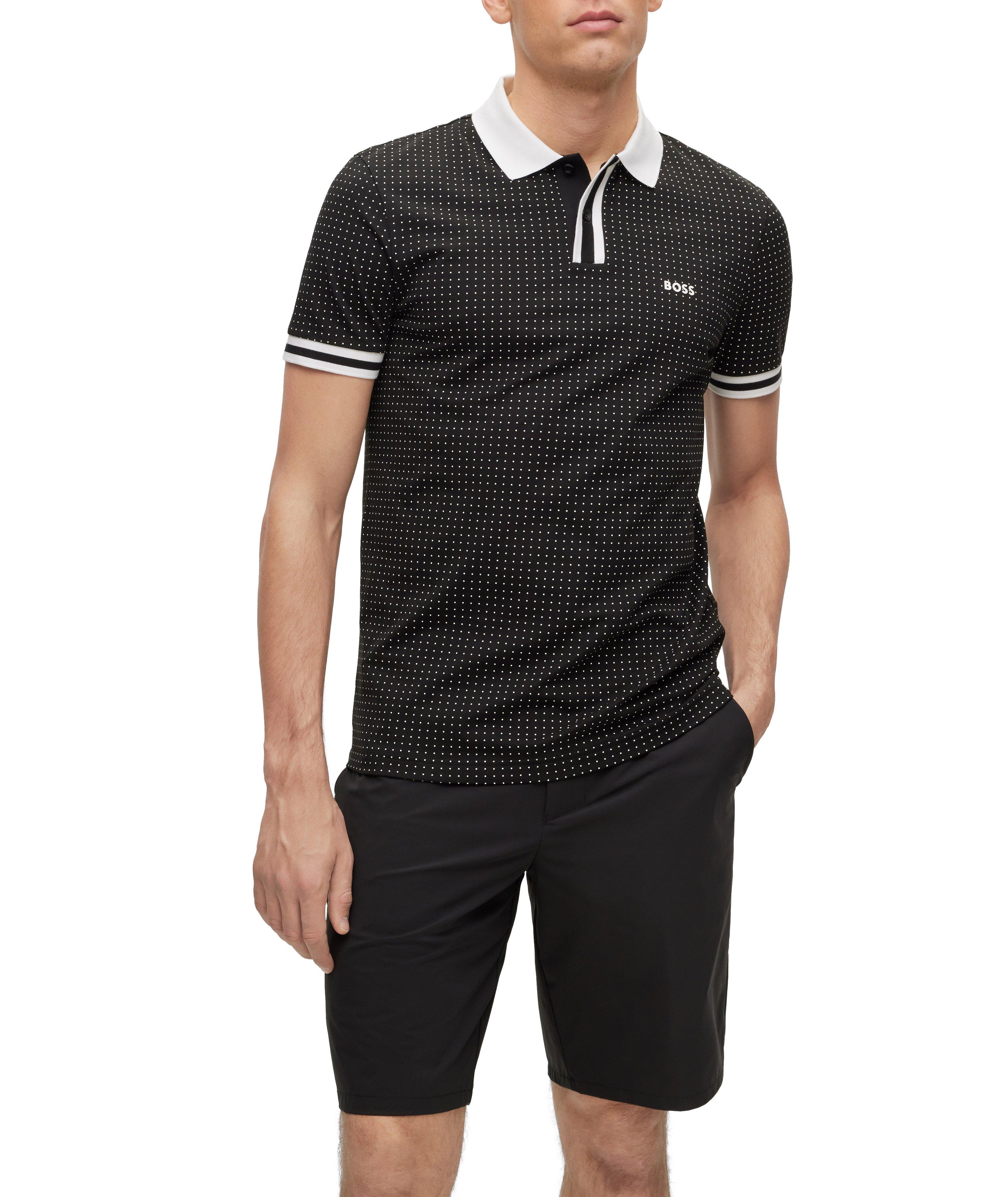 Polo en coton piqué extensible à pois image 2