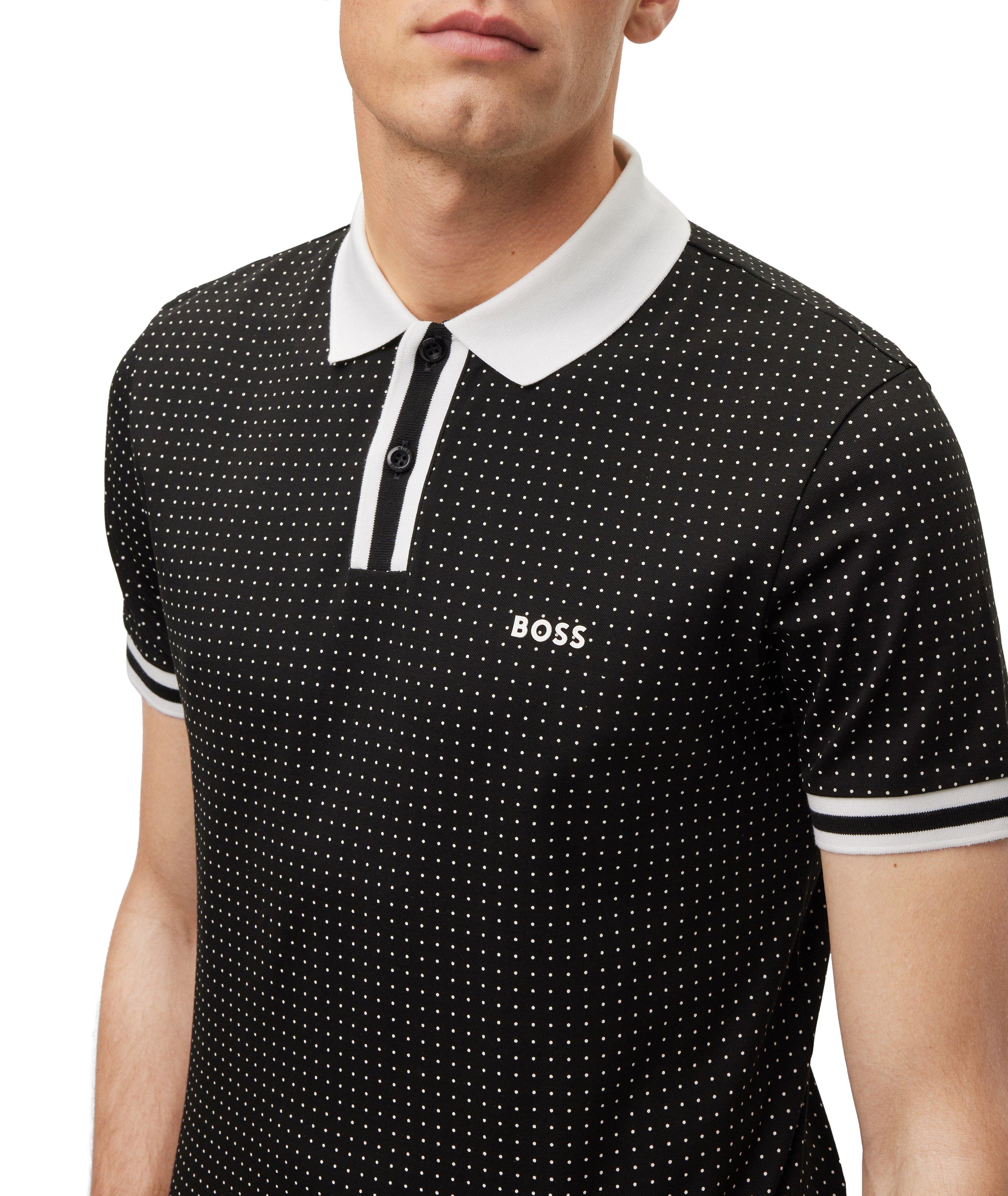 Polo en coton piqué extensible à pois image 4