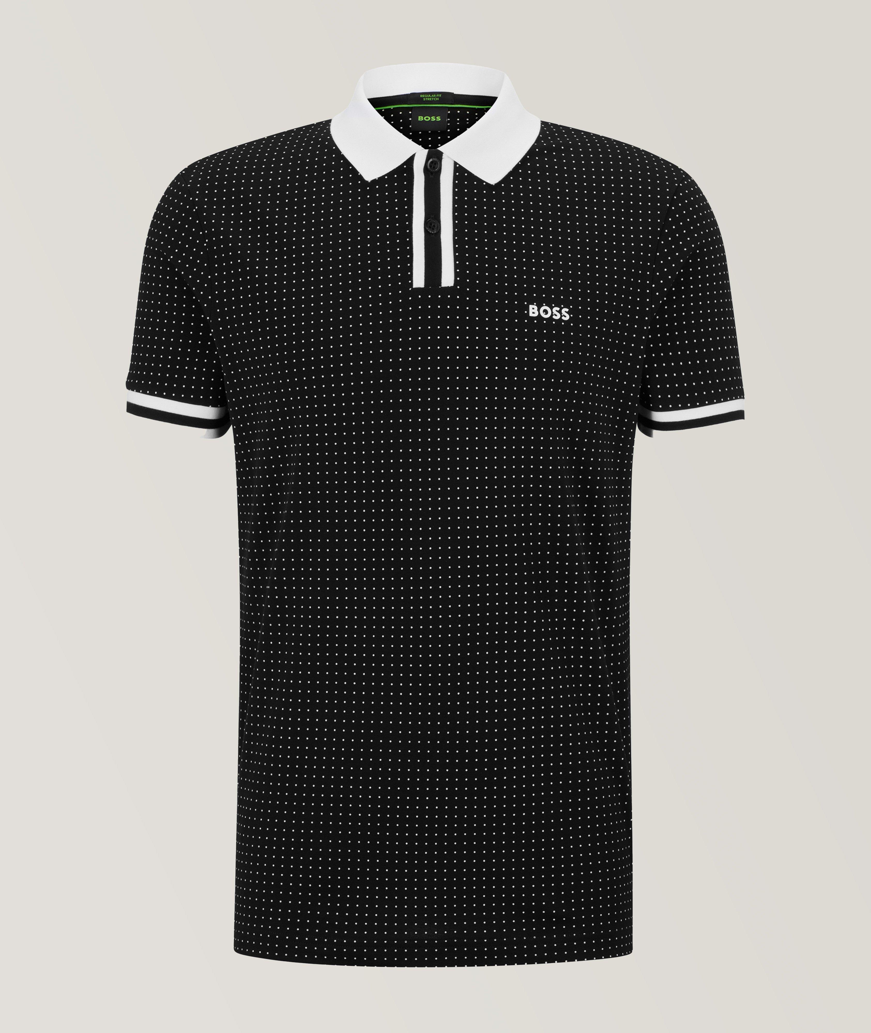 Polo en coton piqué extensible à pois image 0