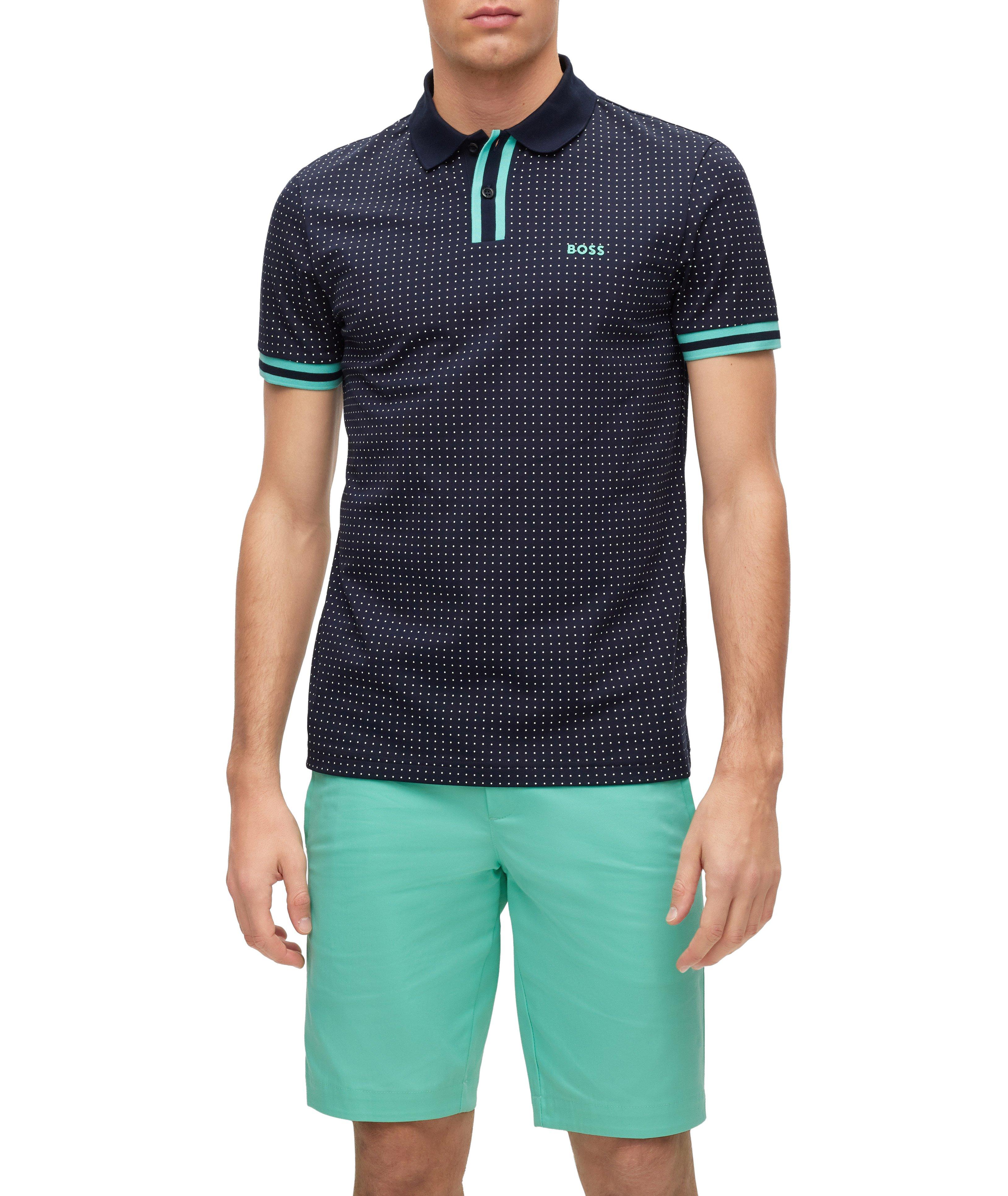 Polo en coton piqué extensible à pois image 2