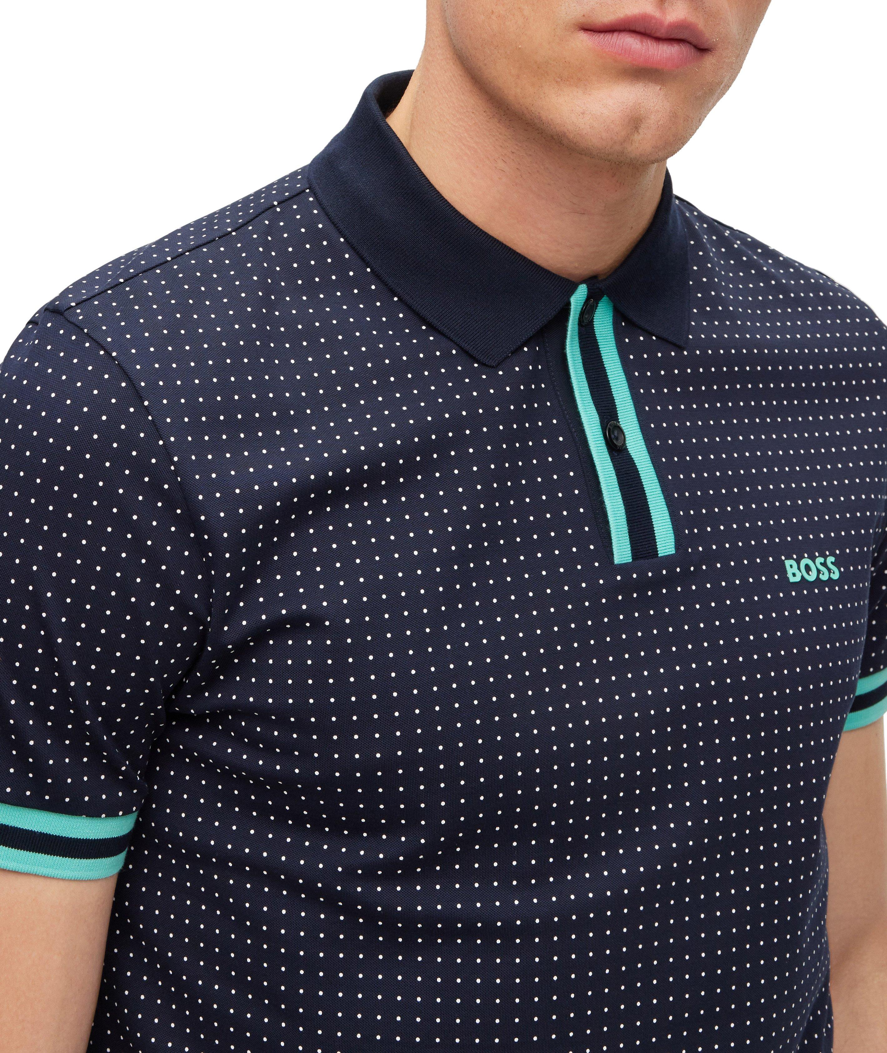 Polo en coton piqué extensible à pois image 4