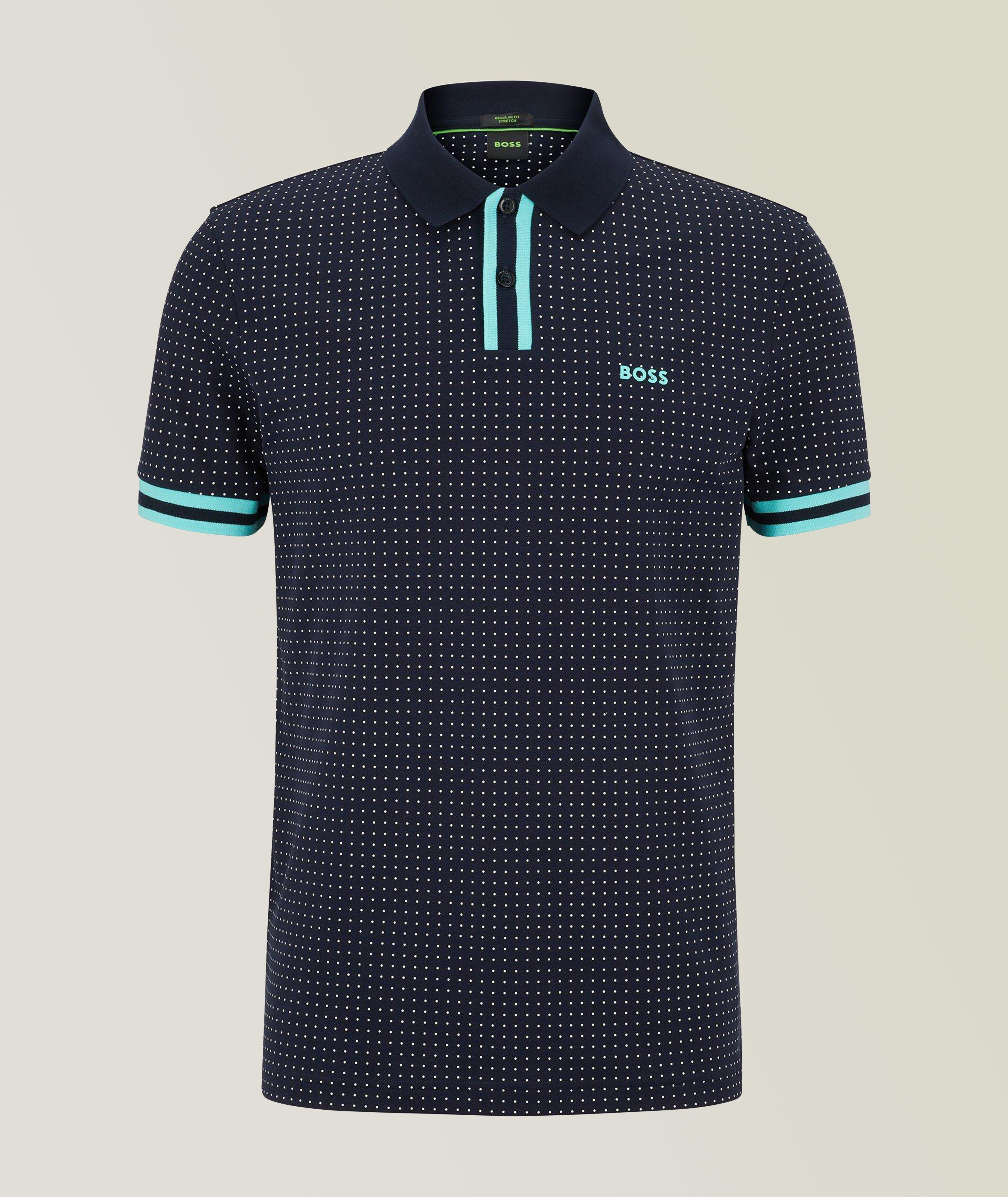 Polo en coton piqué extensible à pois image 0