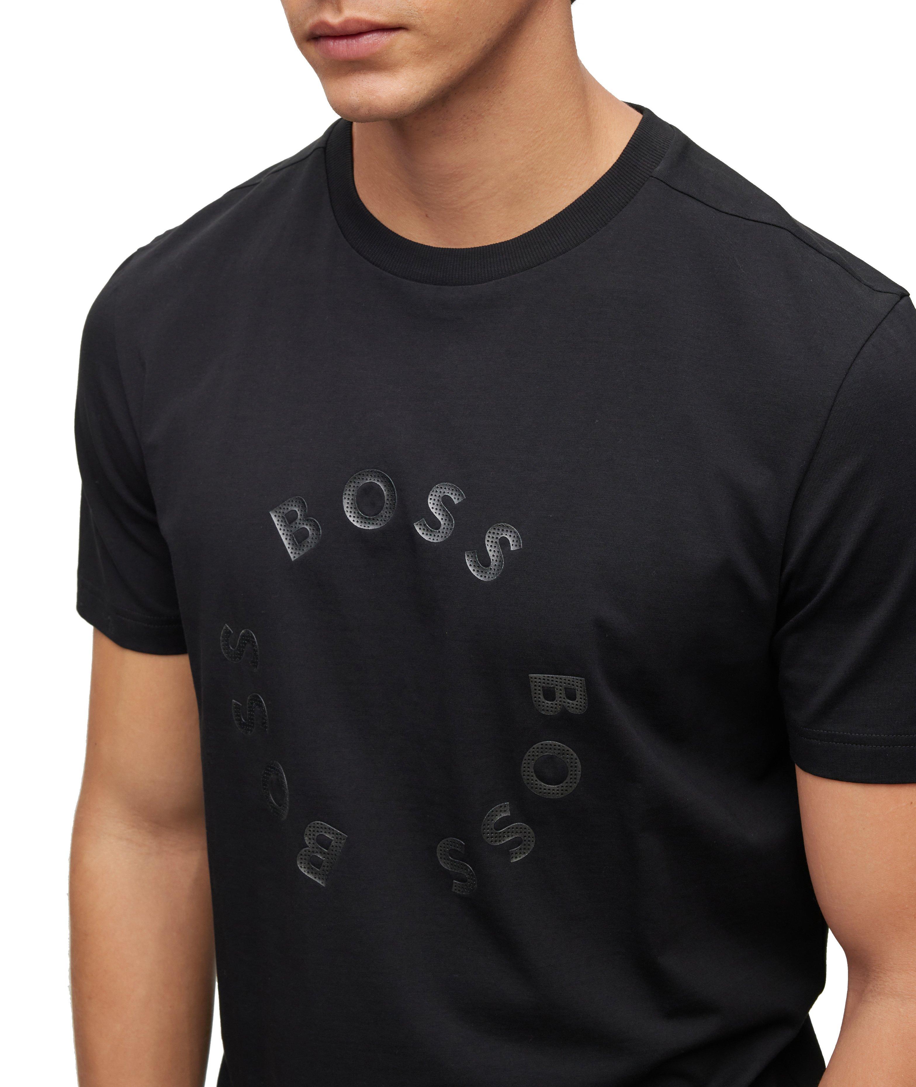 Circle Logo Print Stretch-Cotton T-Shirt image 4