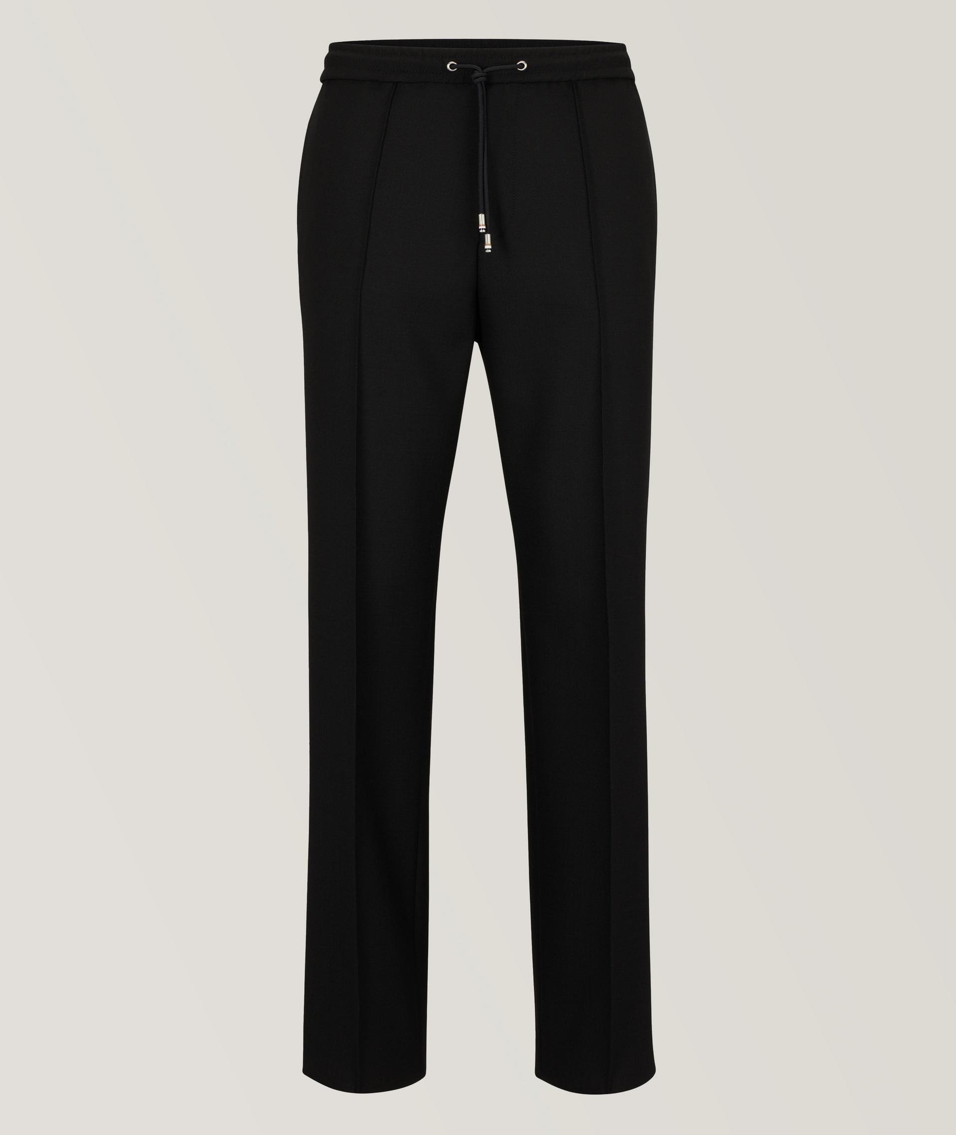 Pantalon de soirée en lainage extensible à plis image 0
