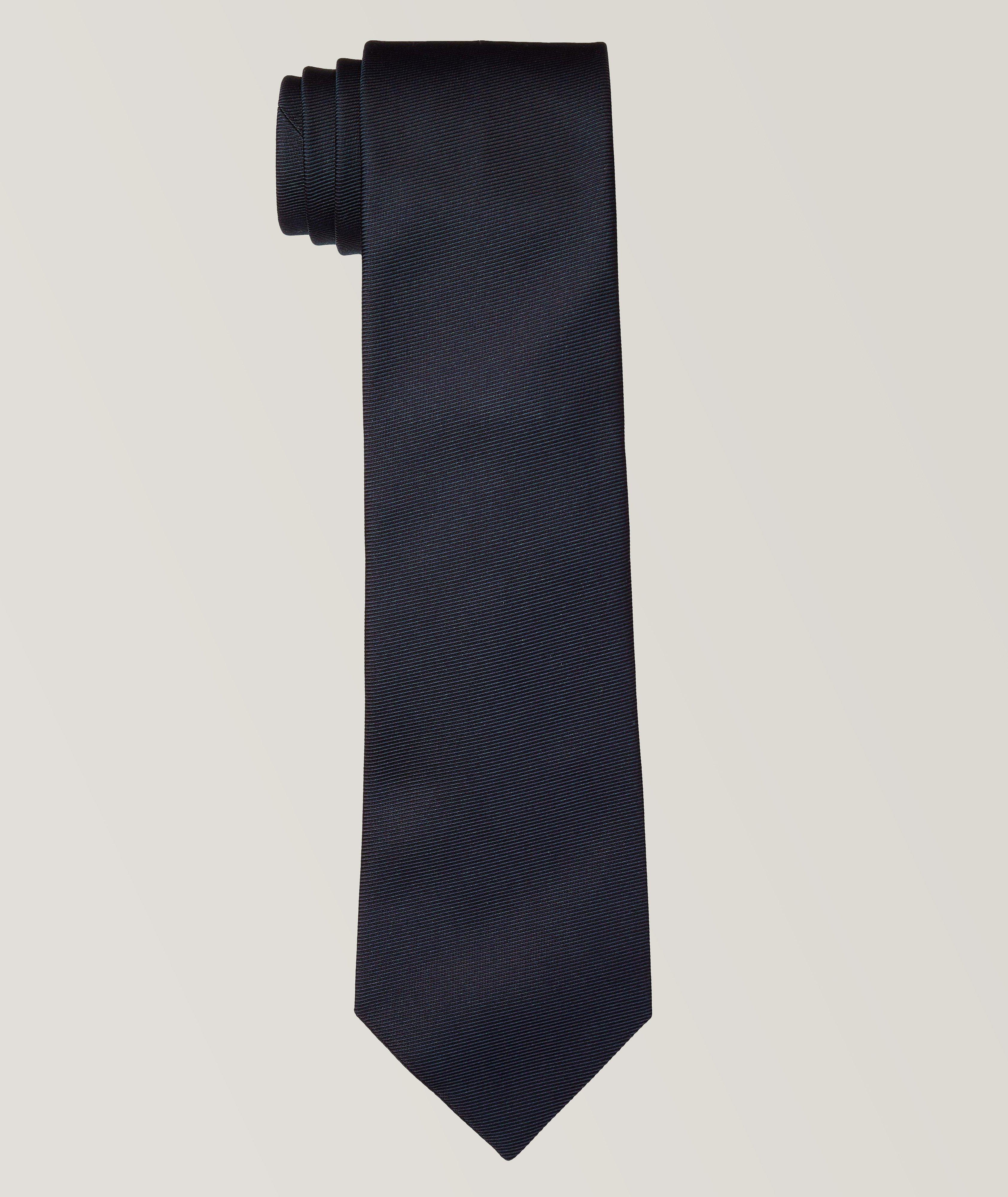 Cravate unie en soie texturée image 0
