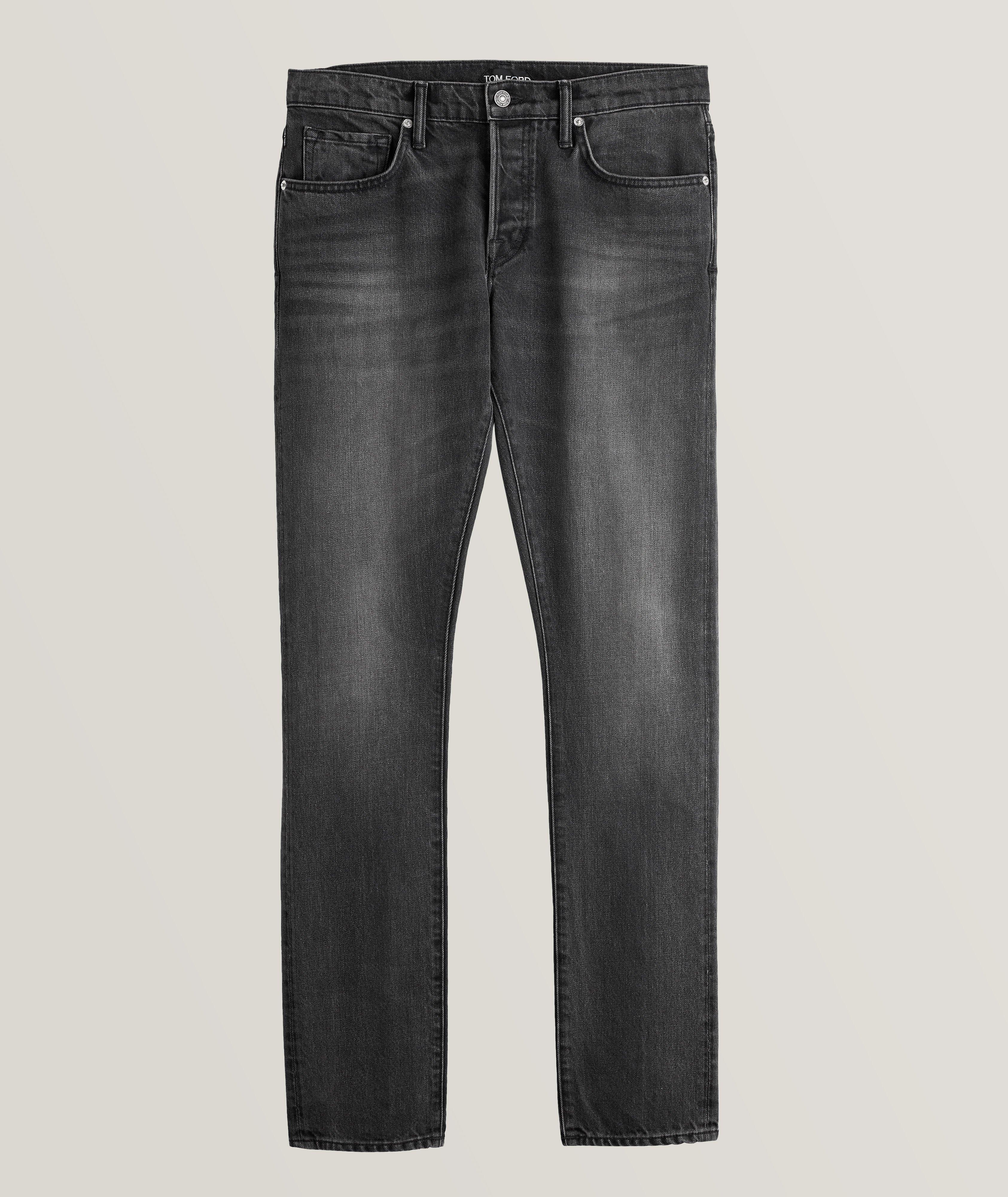 Slim Fit Aged Black Wash Cotton Jeans image 0