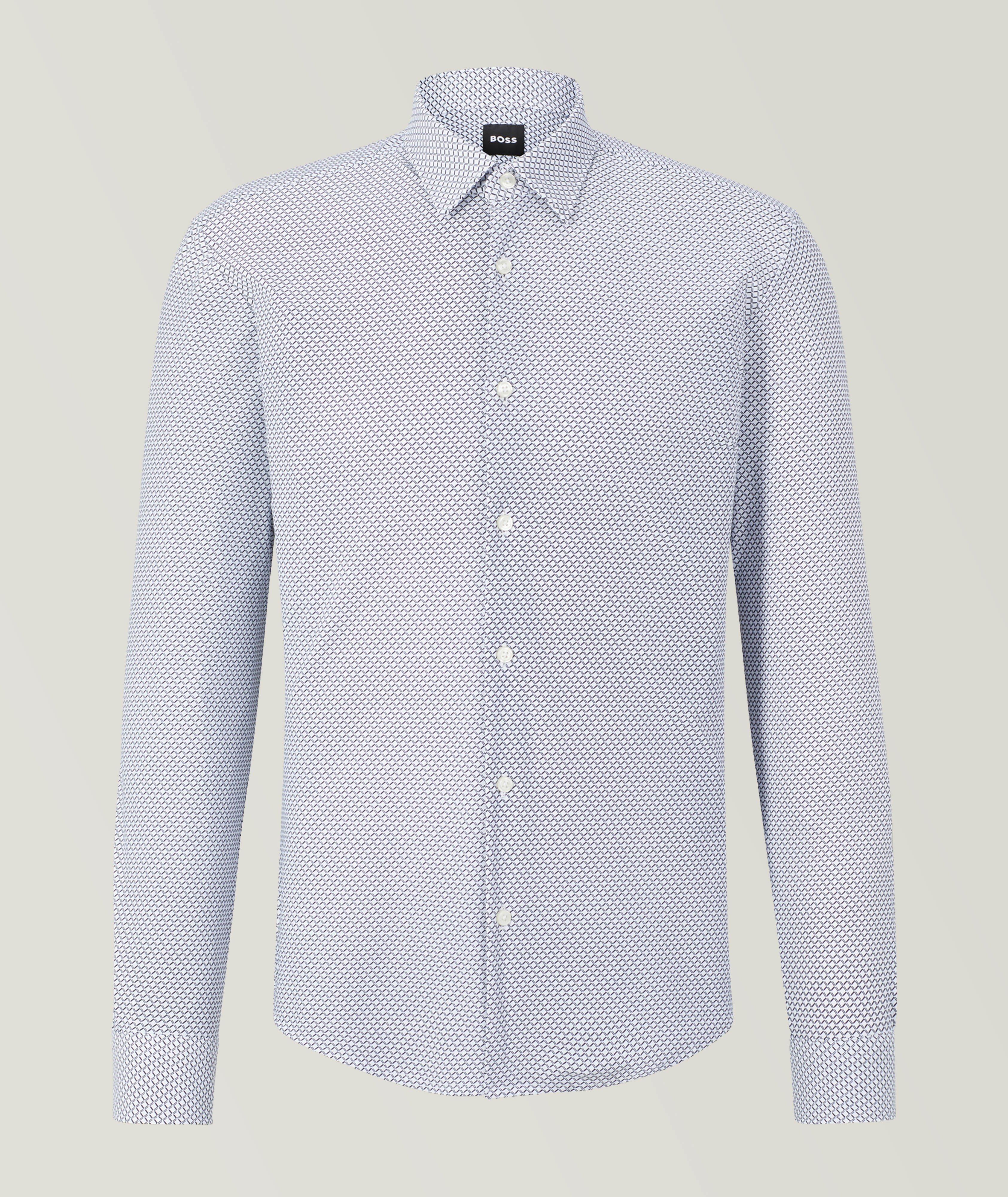 Slim-Fit Geometric Stretch-Jersey Sport Shirt image 0