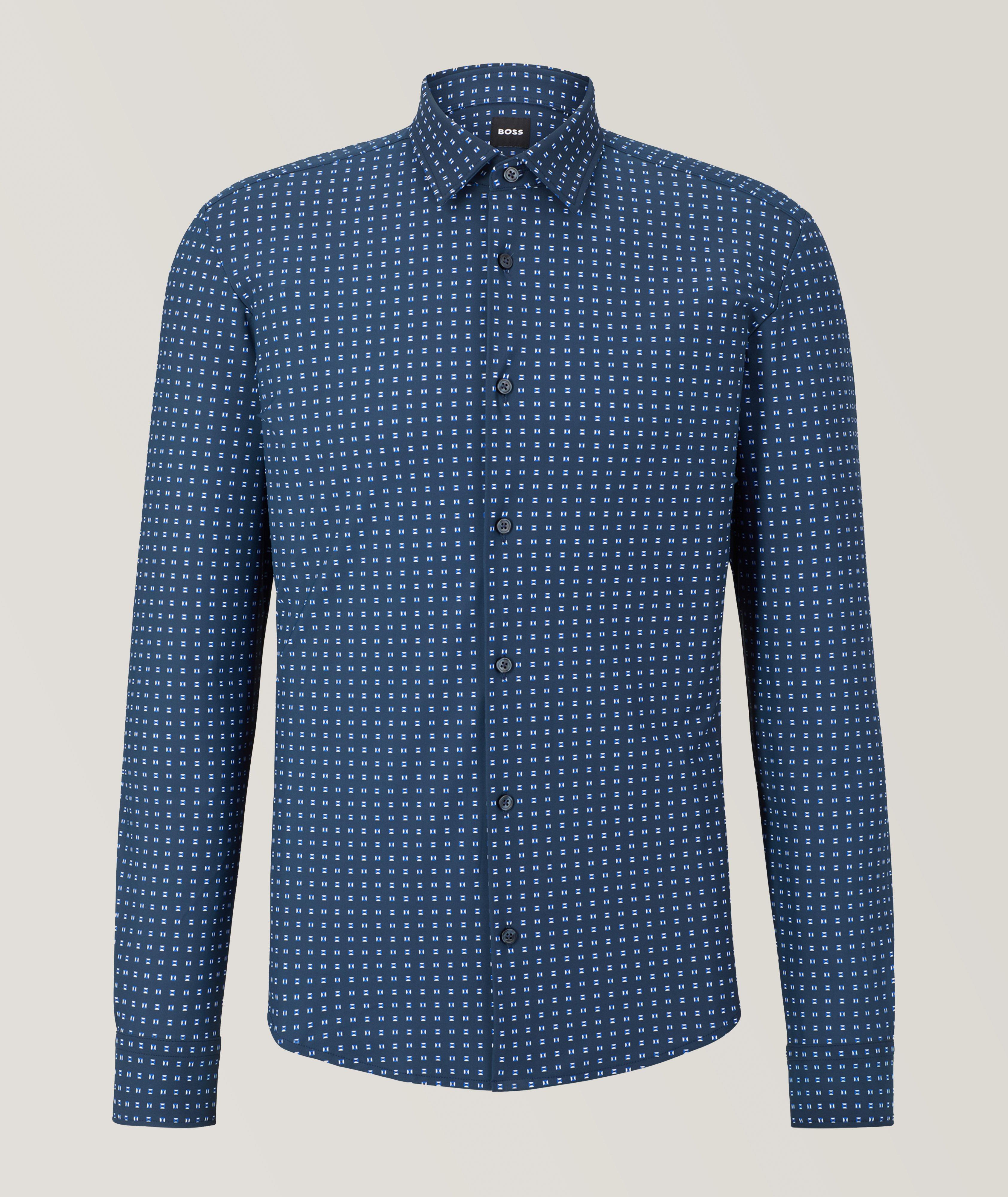 Slim-Fit Patterned Performance Stretch-Jersey Sport Shirt image 0