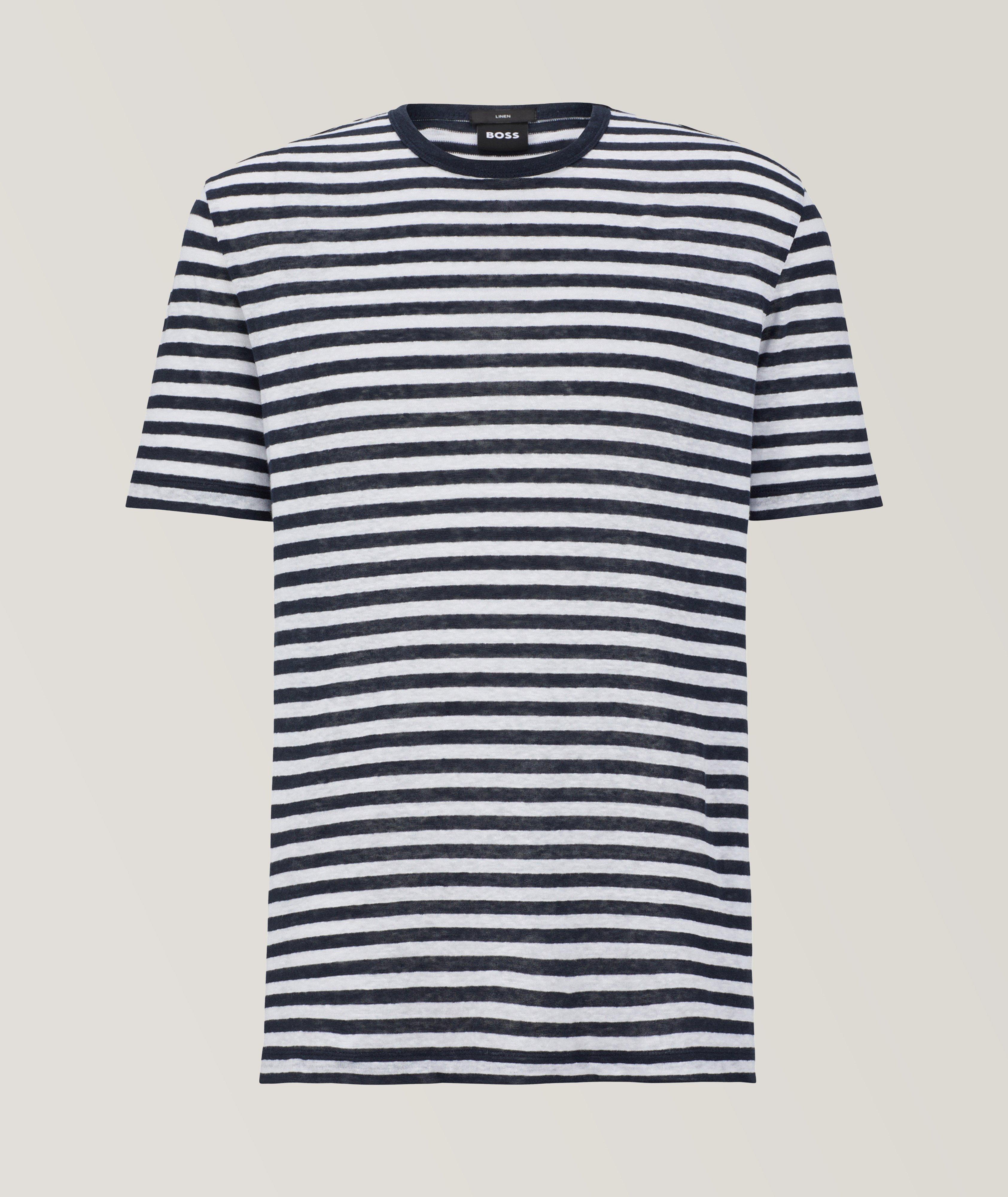 Horizontal Stripe Linen T-Shirt image 0