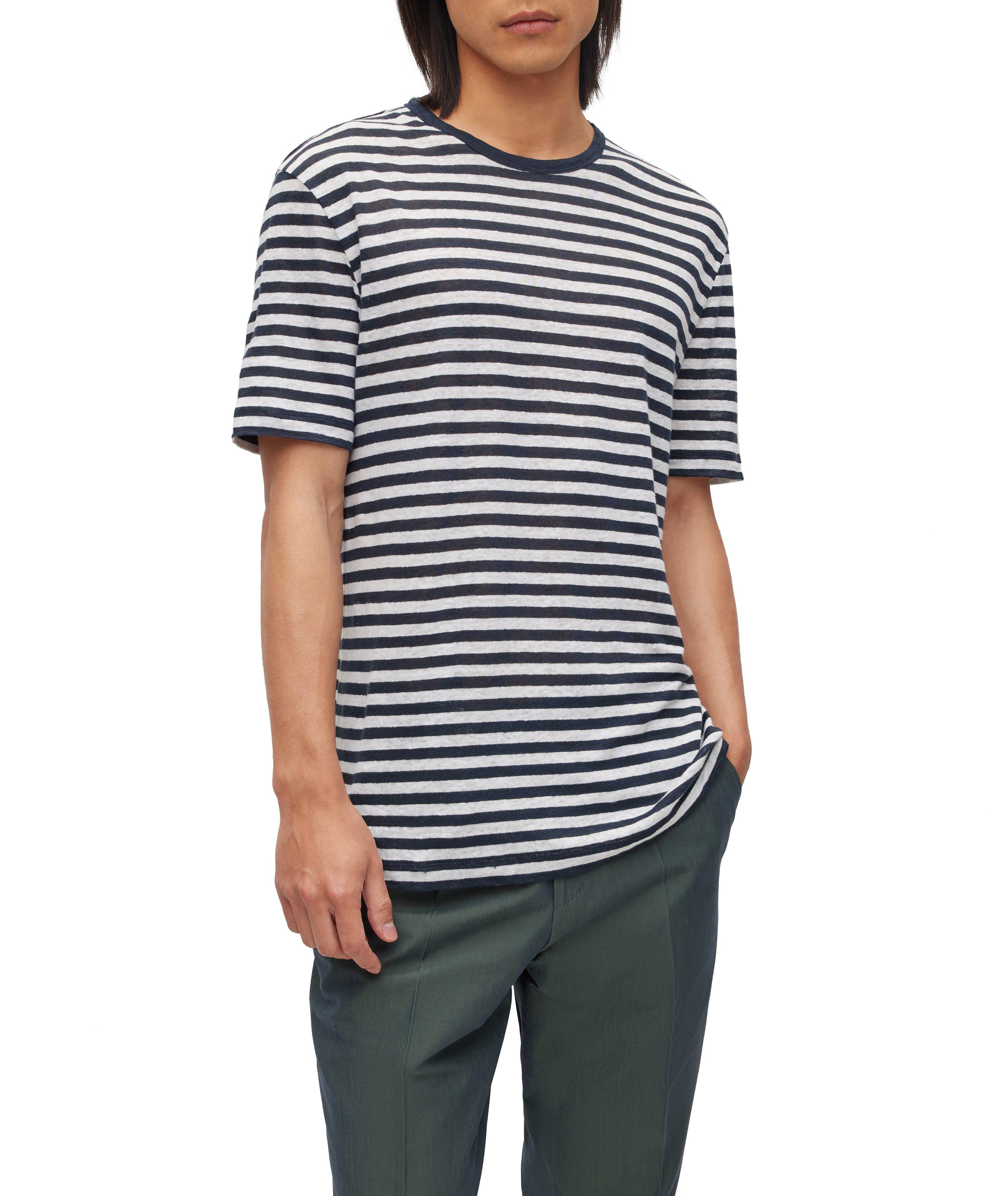 Horizontal Stripe Linen T-Shirt image 1