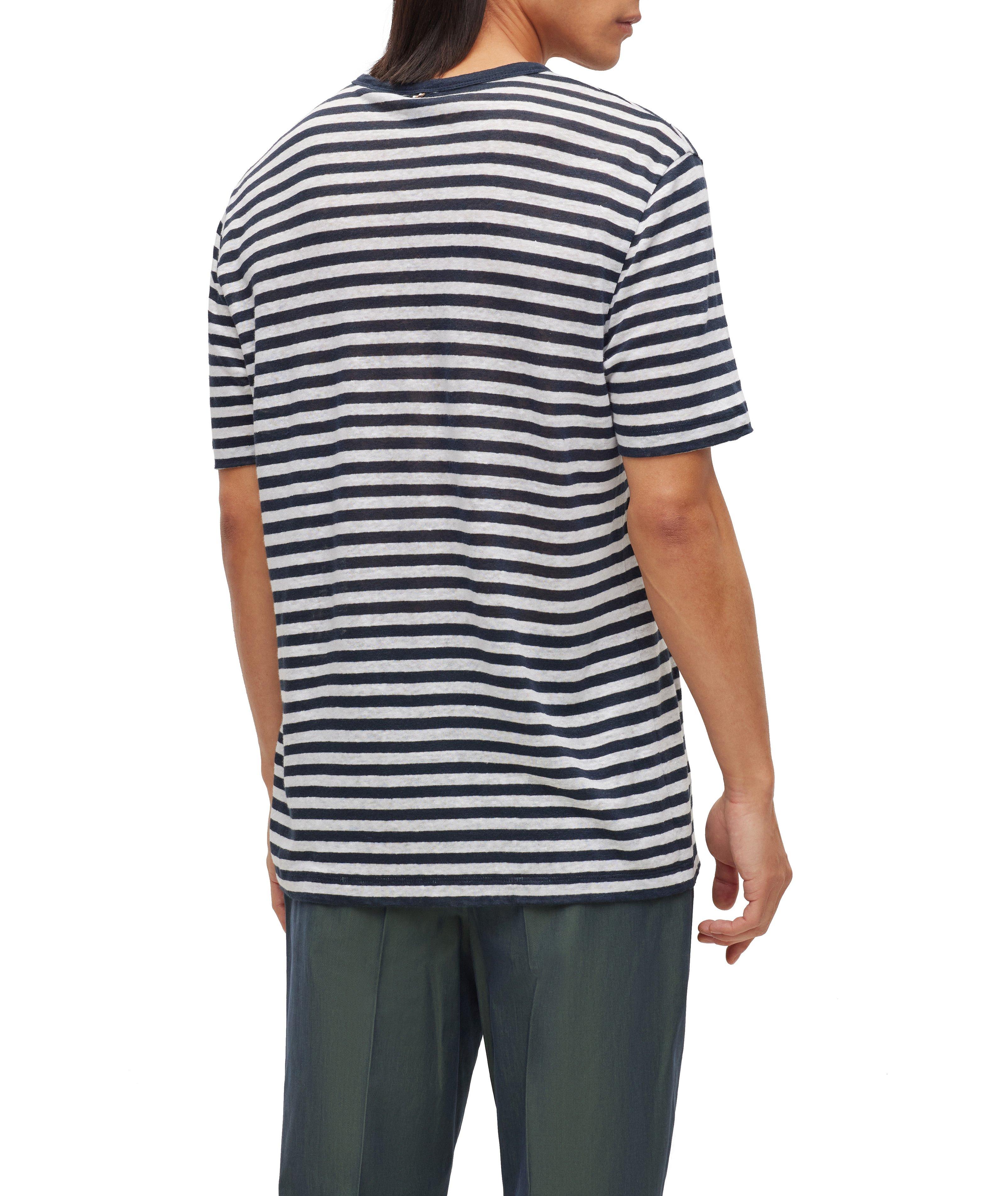 Horizontal Stripe Linen T-Shirt image 2