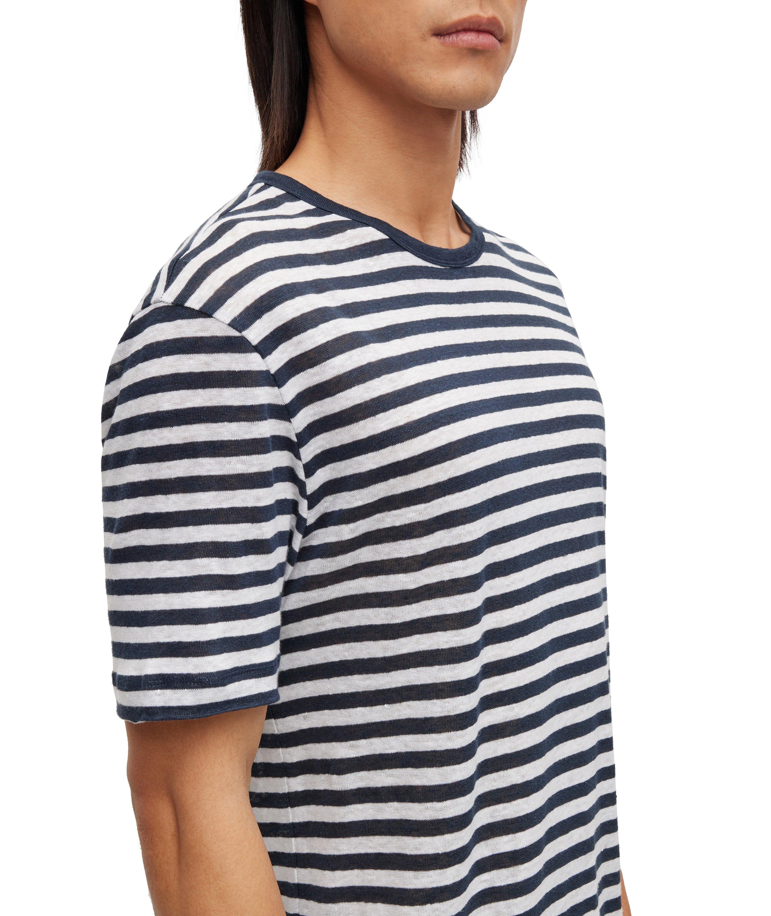 Horizontal Stripe Linen T-Shirt image 3
