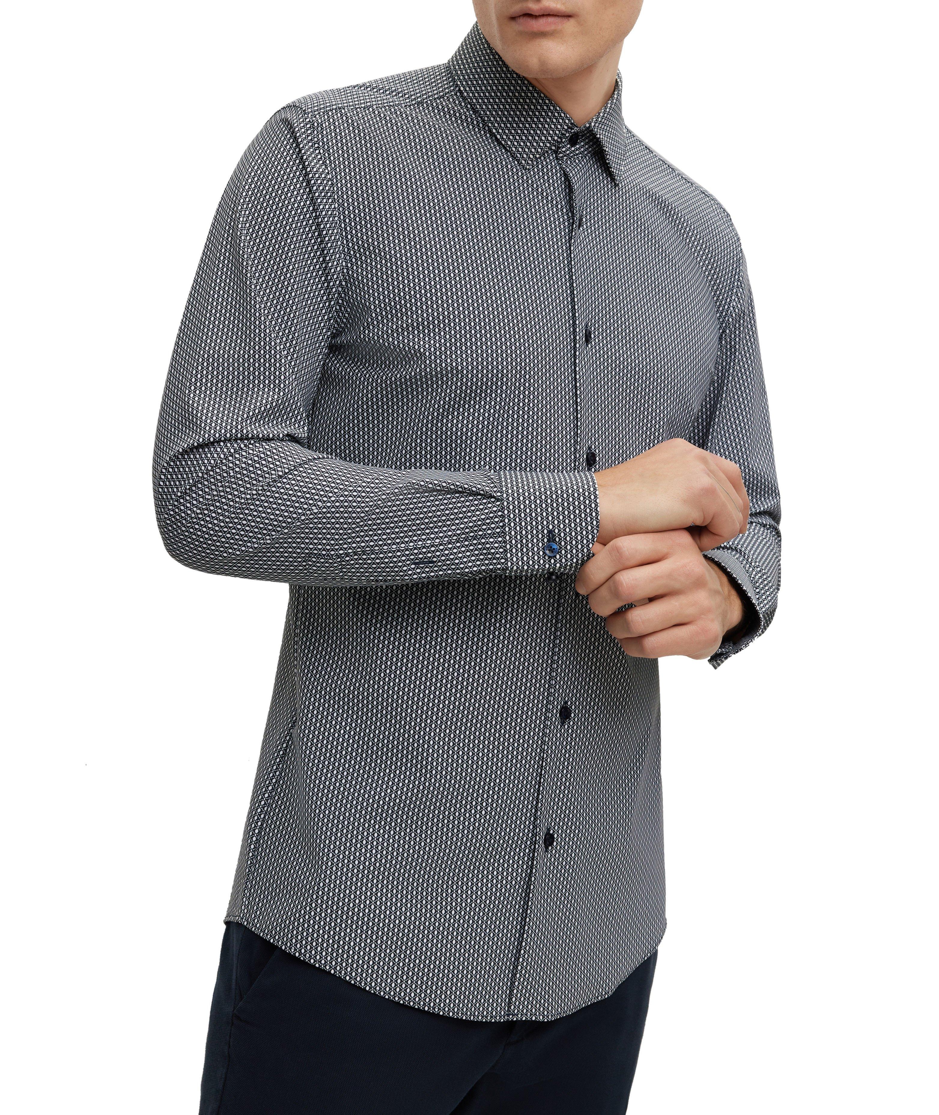 Slim-Fit Patterned Stretch-Fabric Dress Shirt image 3