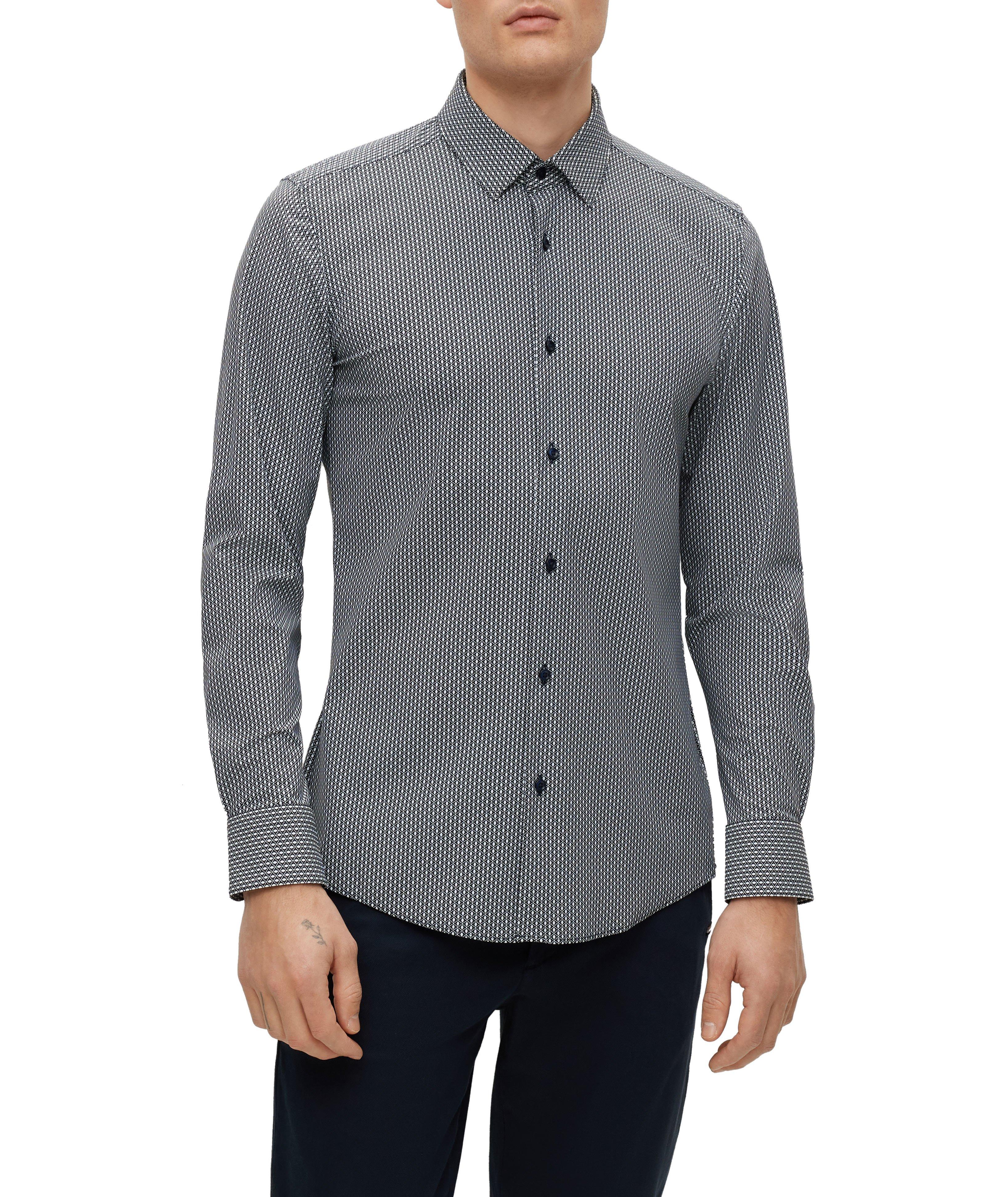 Slim-Fit Patterned Stretch-Fabric Dress Shirt image 4