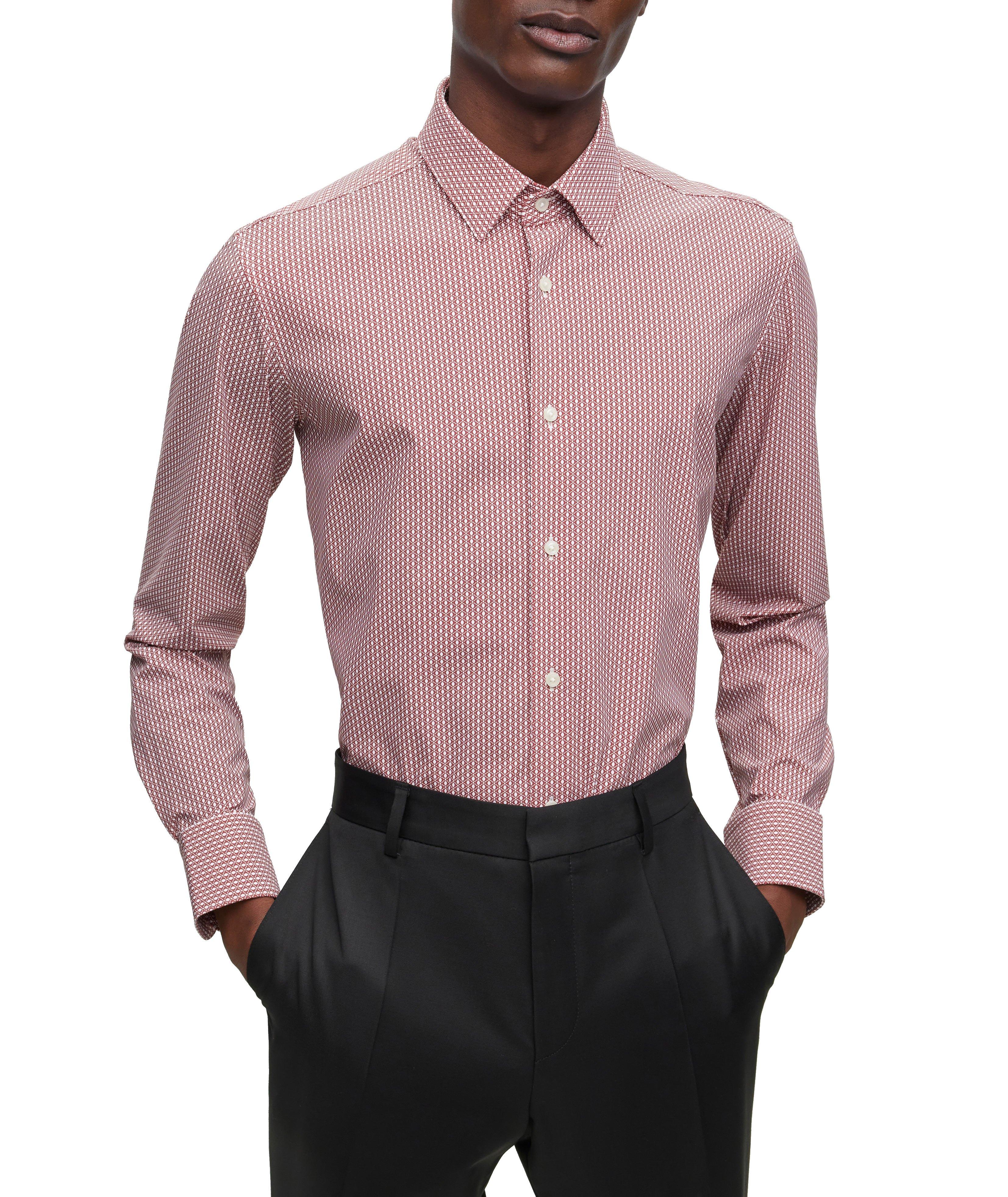 Slim-Fit Patterned Stretch-Fabric Dress Shirt image 4
