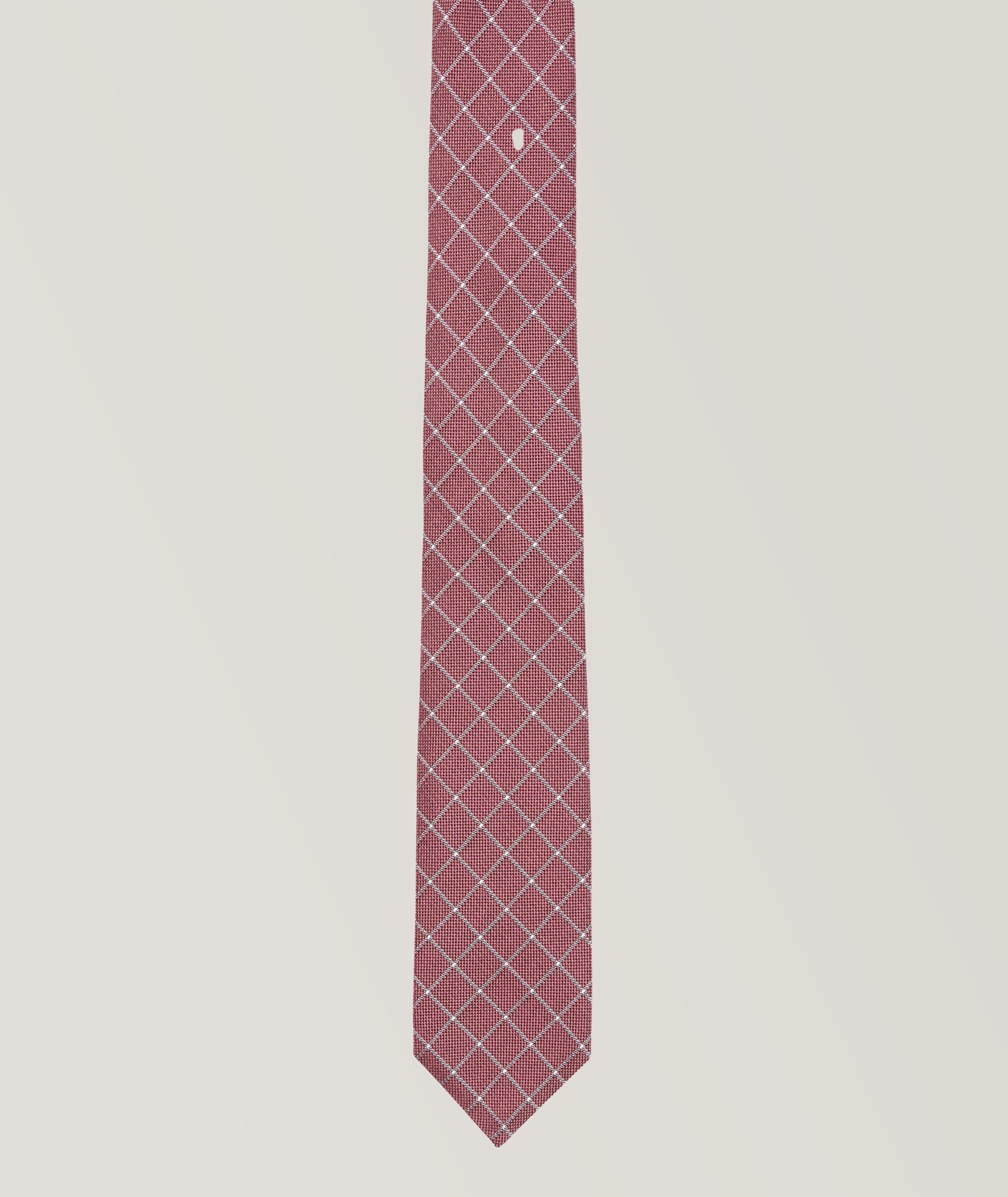 Cravate de soirée en mélange de soie à motif quadrillé image 0