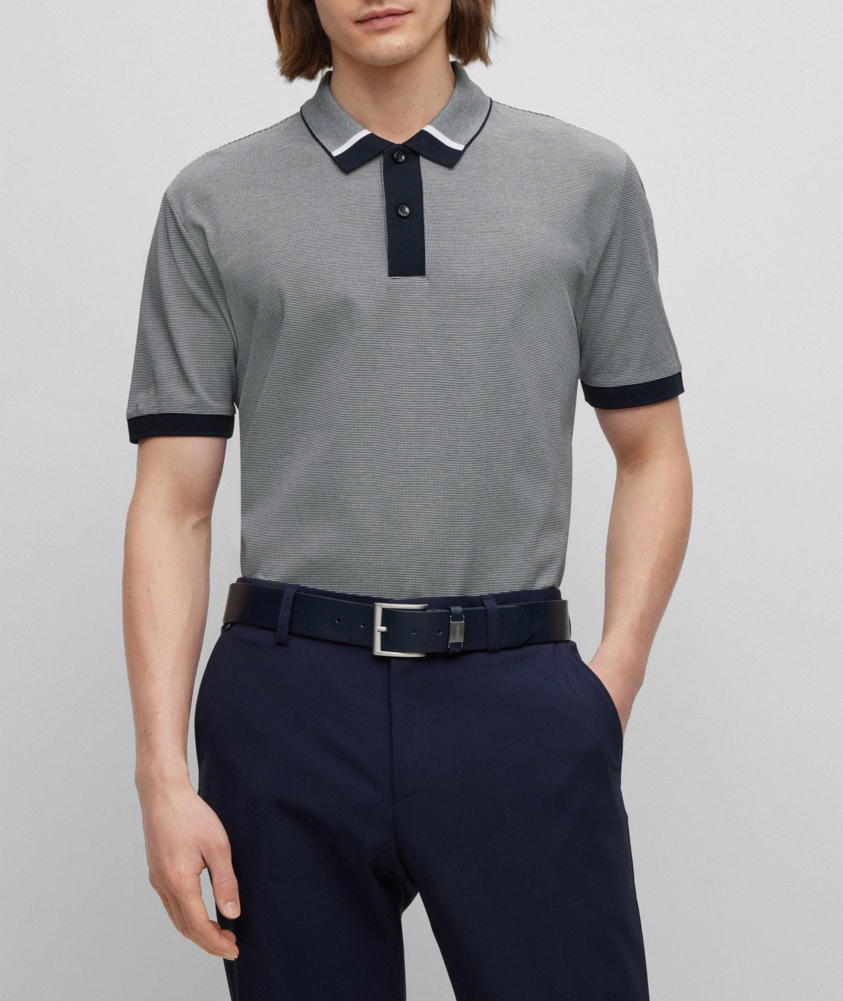 Two-Tone Micro-Pattern Cotton Polo image 1