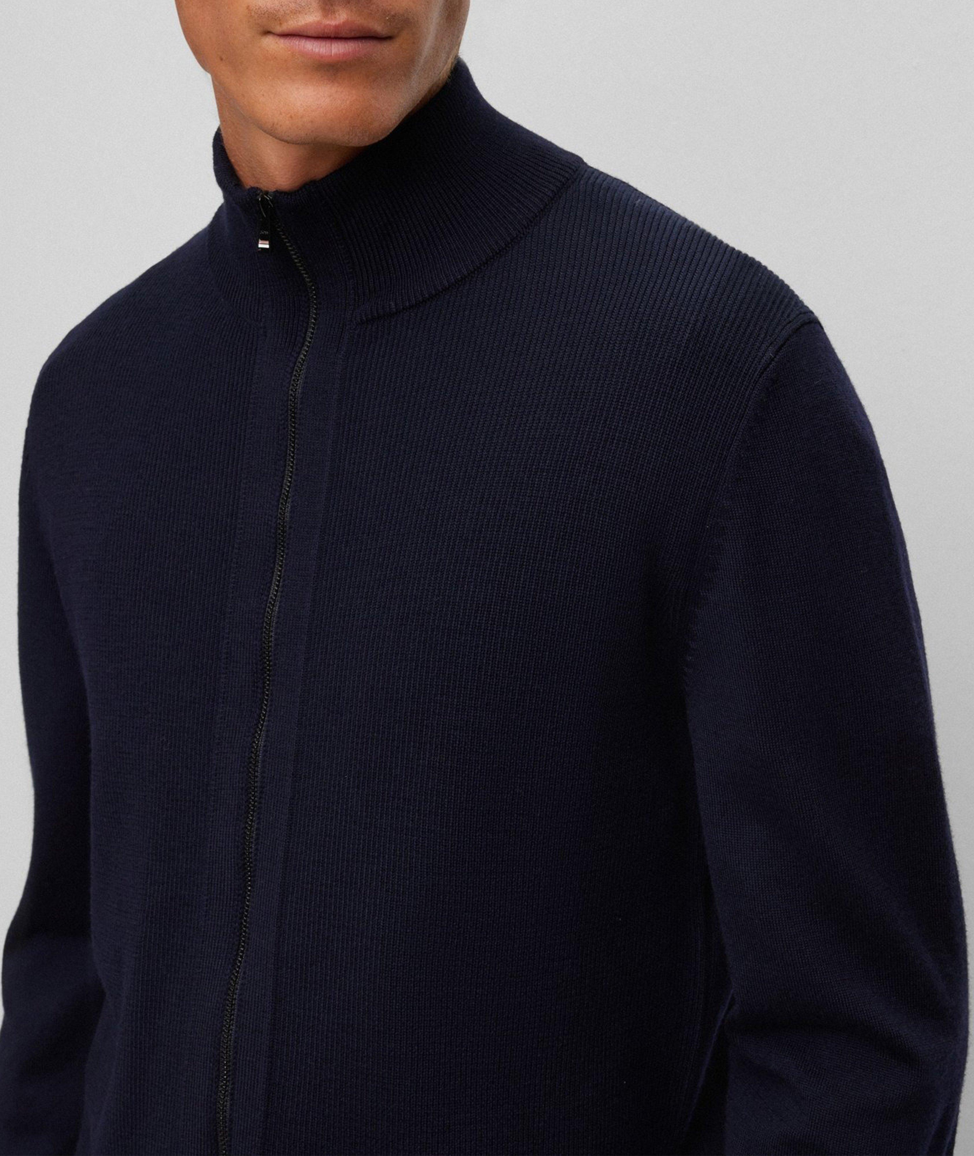 Pull en laine et en coton à glissière image 3