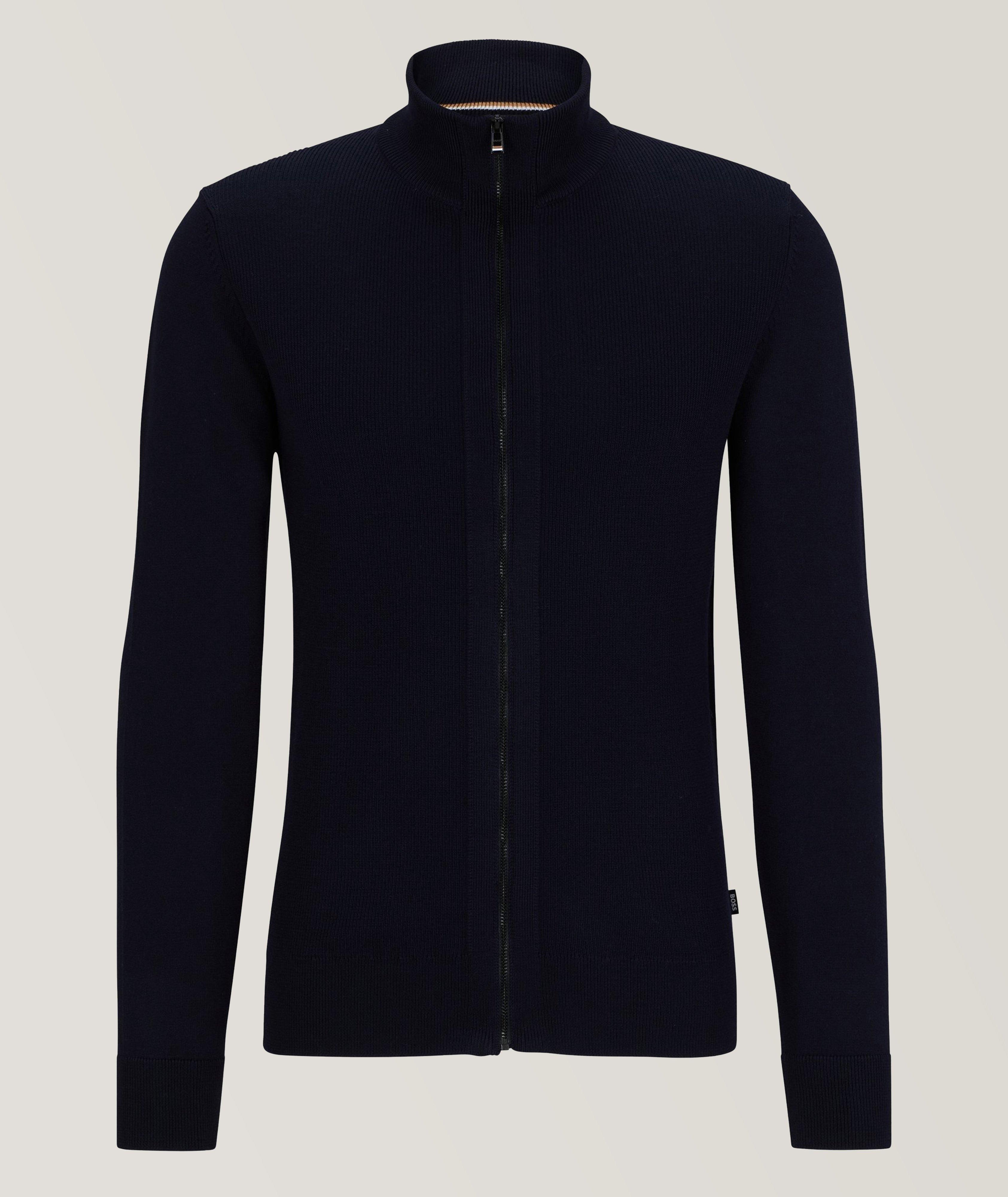 Pull en laine et en coton à glissière image 0