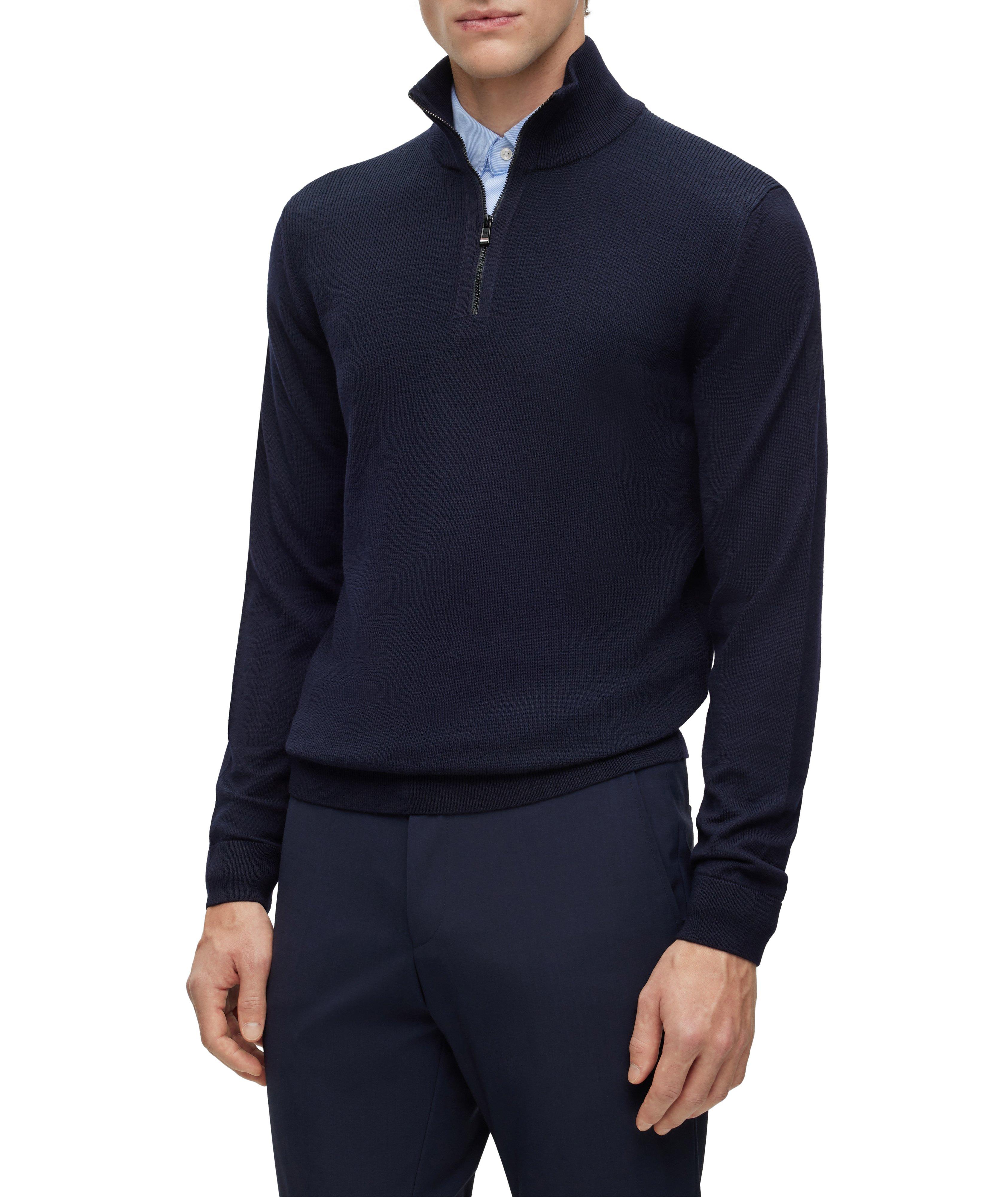 Quarter Zip Wool-Cotton Sweater image 1