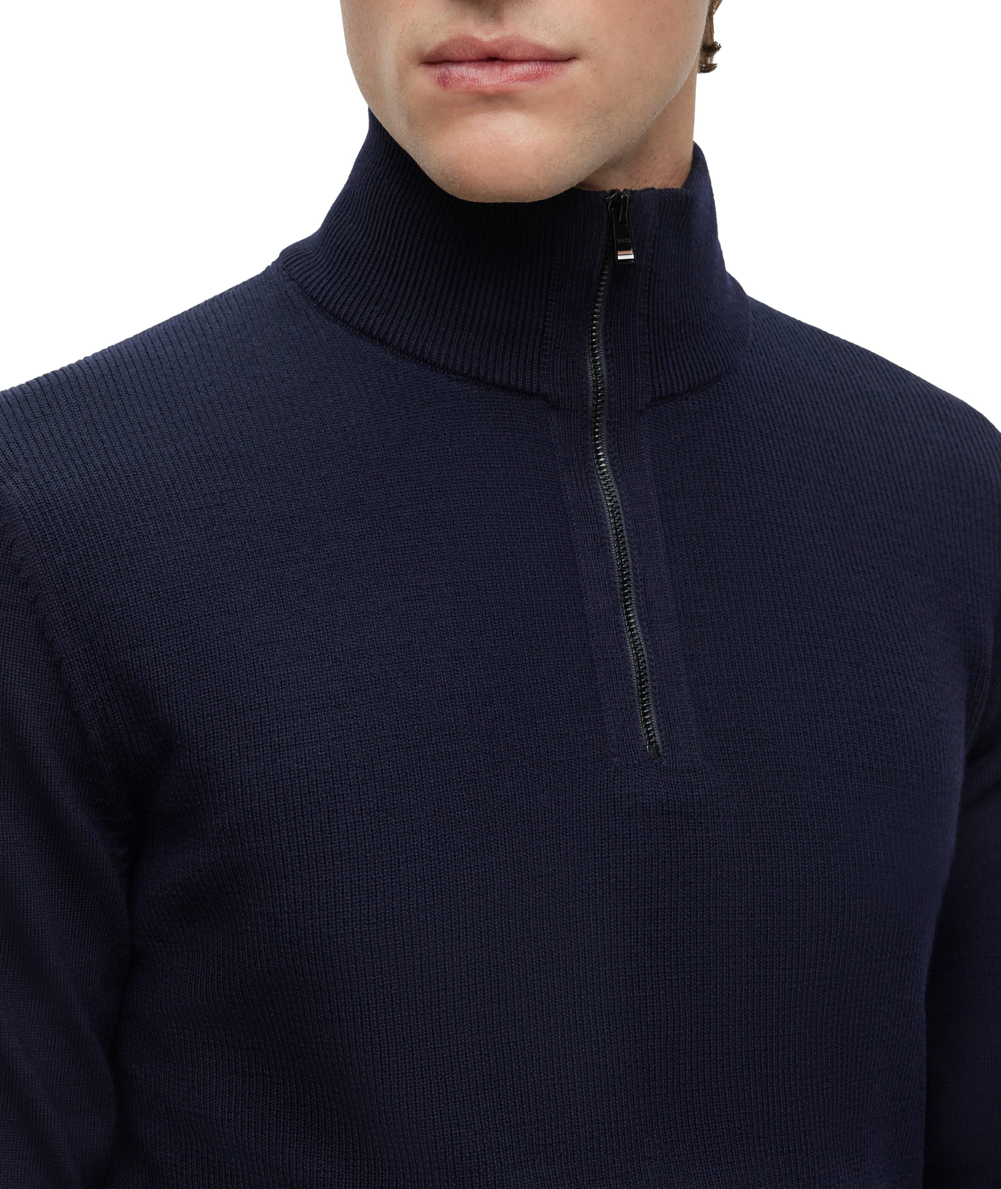 Quarter Zip Wool-Cotton Sweater image 3