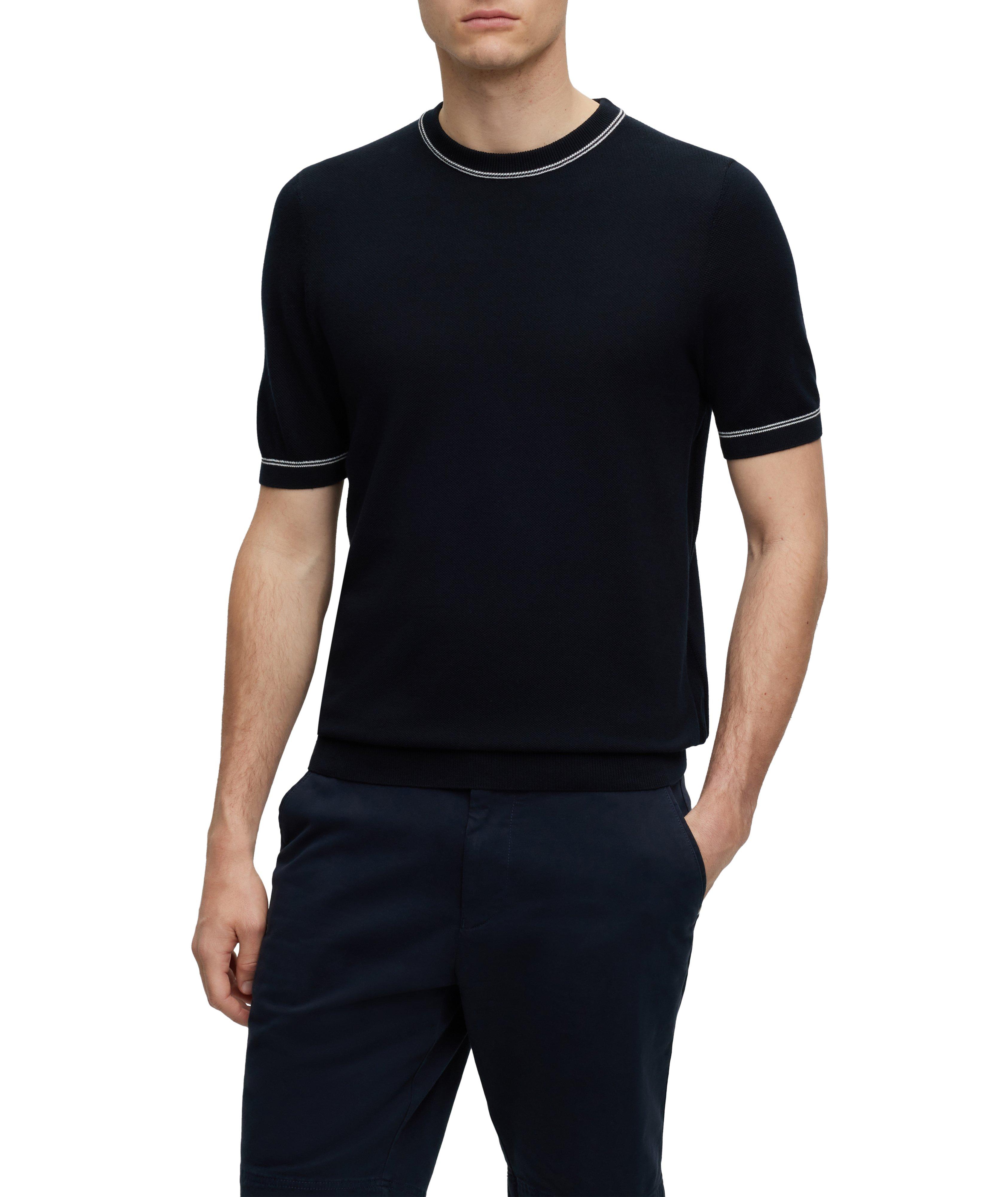Contrast Trim Piqué Cotton Blend T-Shirt image 1