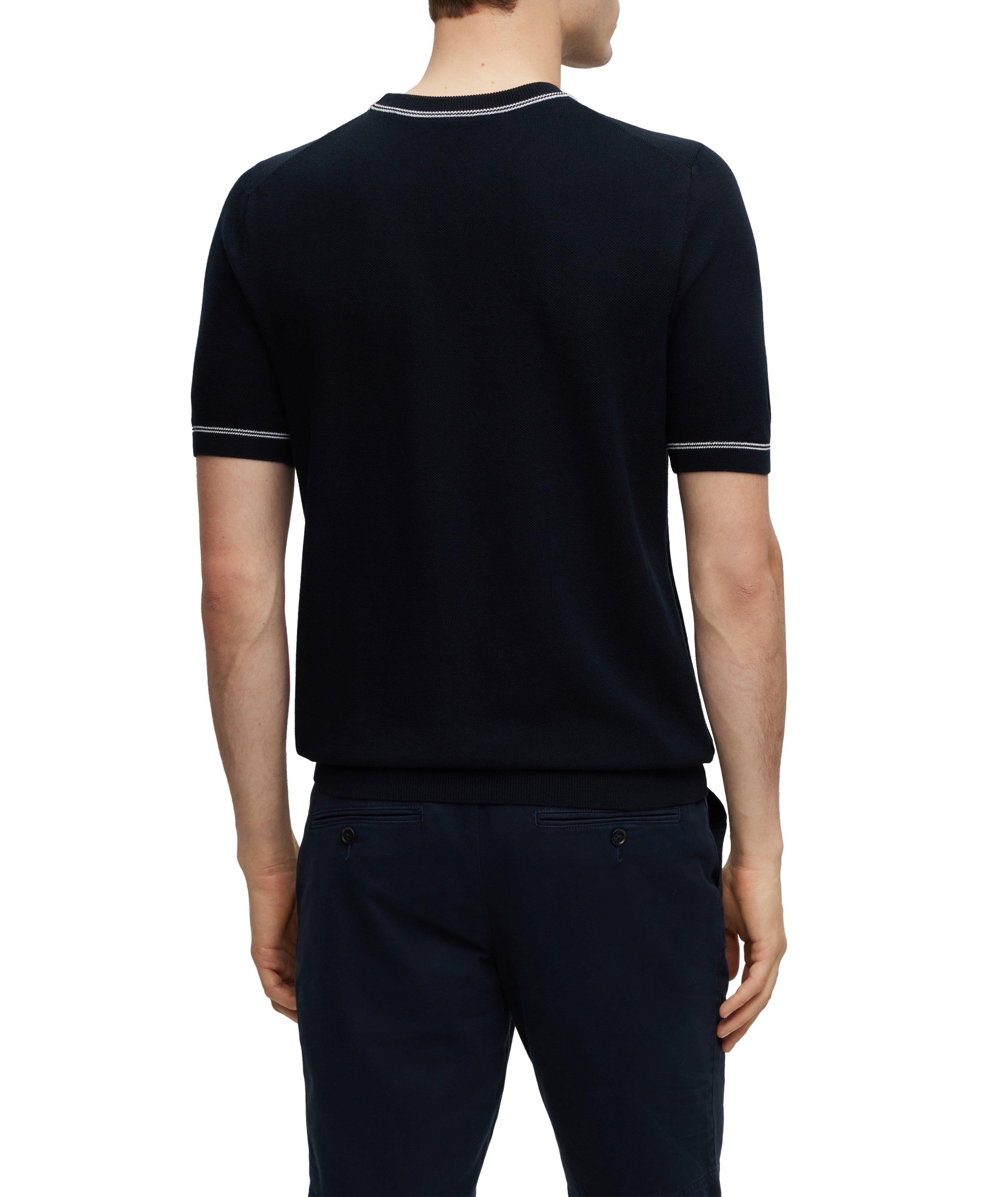 Contrast Trim Piqué Cotton Blend T-Shirt image 2