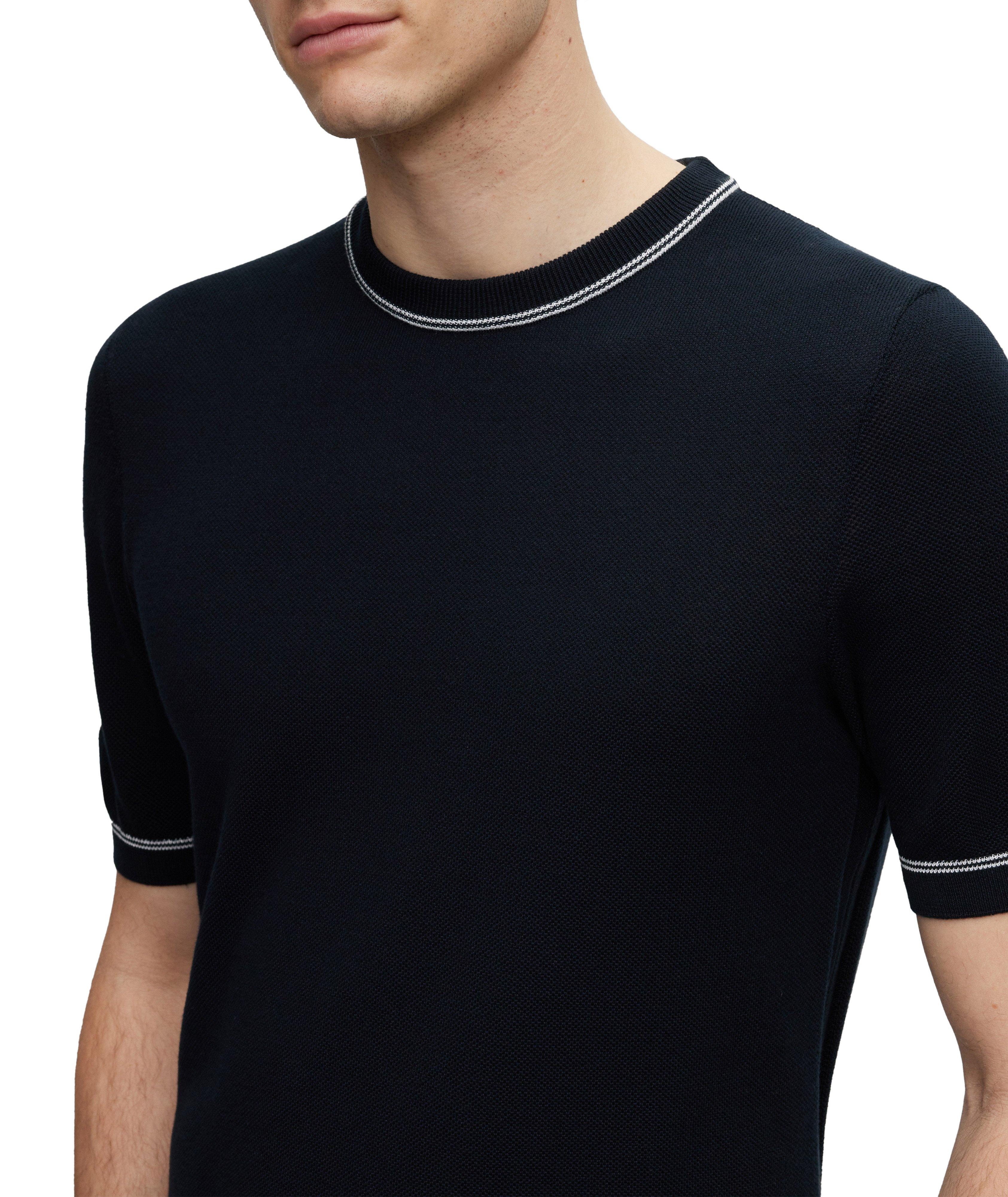 Contrast Trim Piqué Cotton Blend T-Shirt image 3
