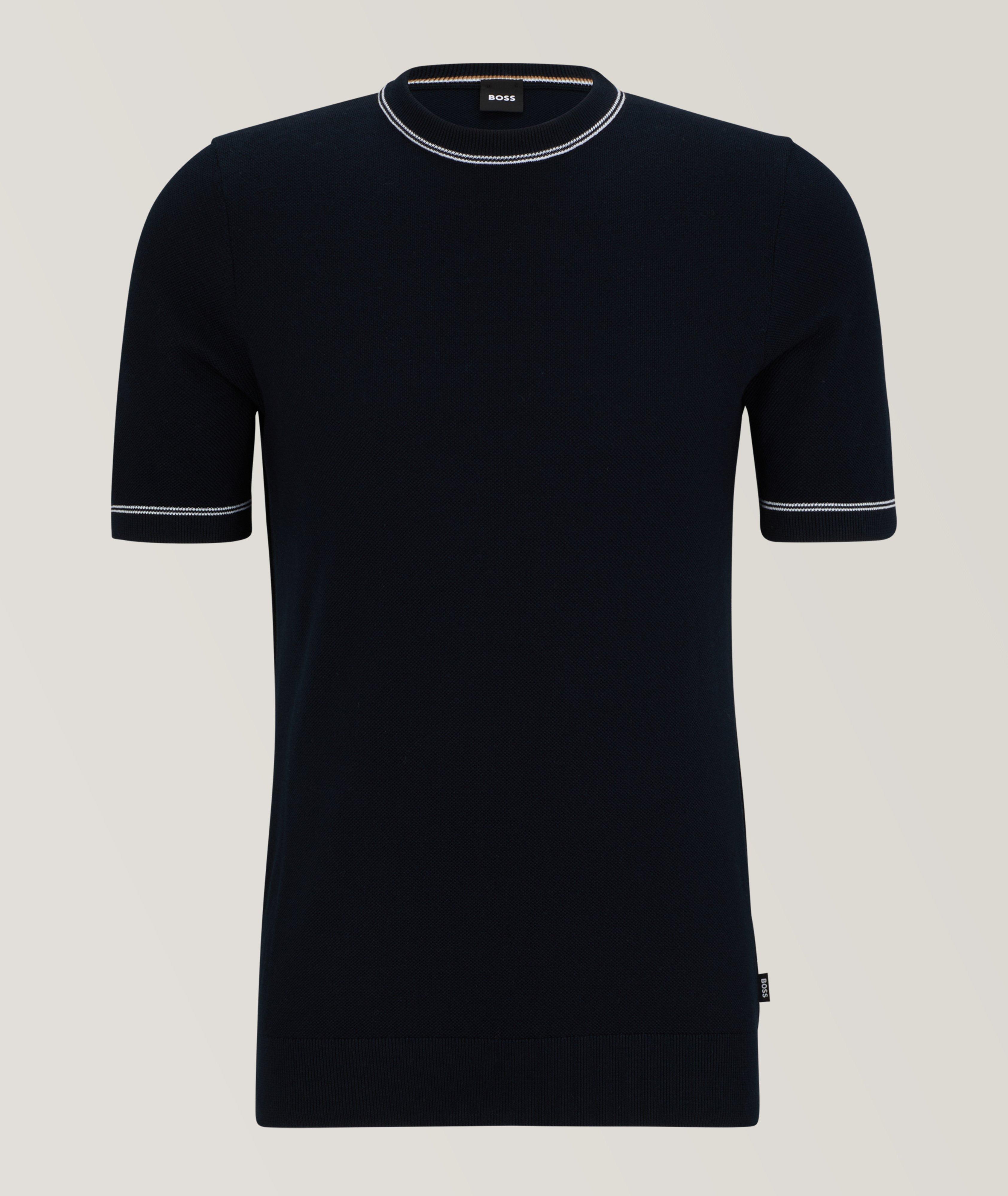 Contrast Trim Piqué Cotton Blend T-Shirt image 0