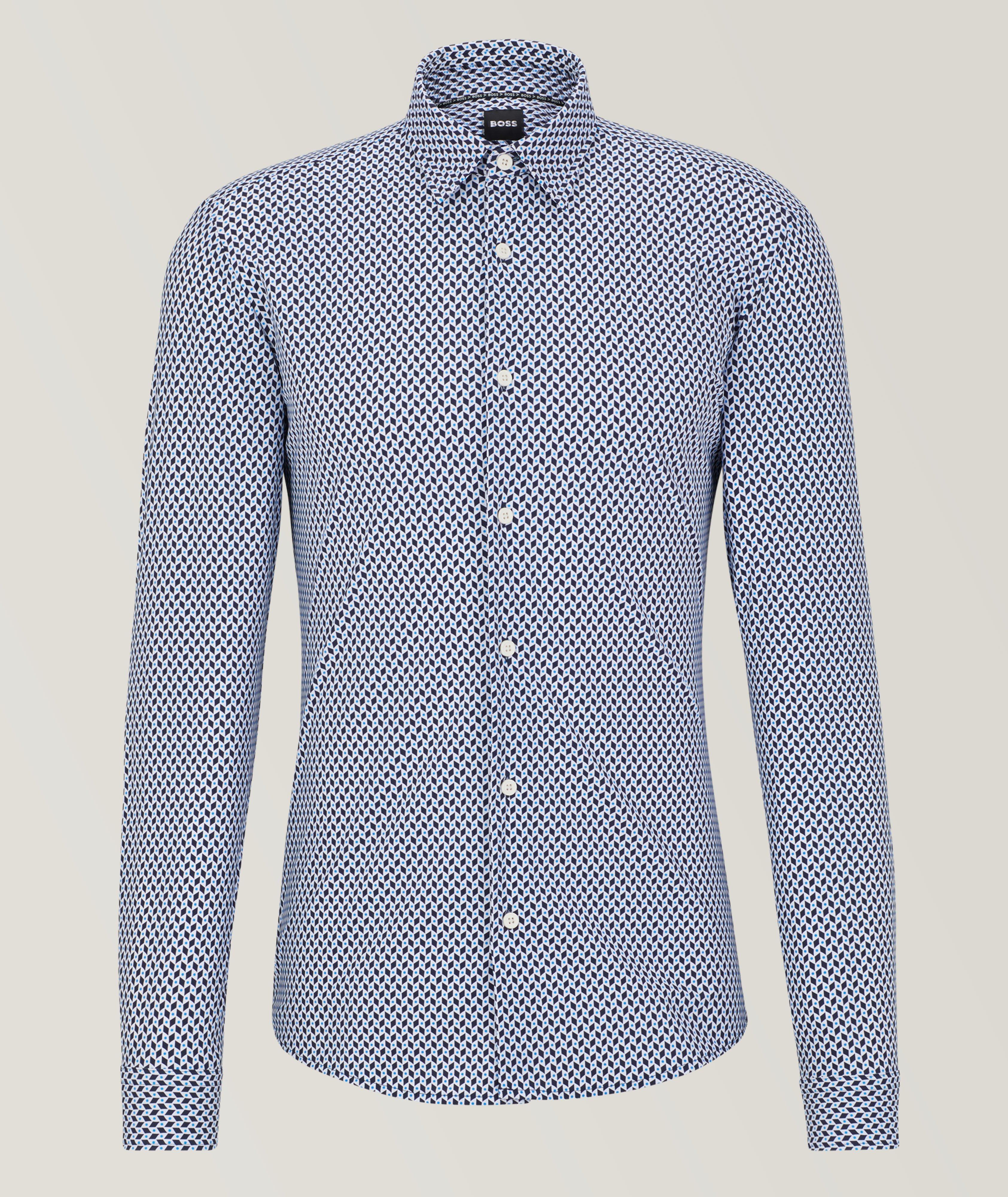 Chemise décontractée à motif géométrique de coupe amincie image 0