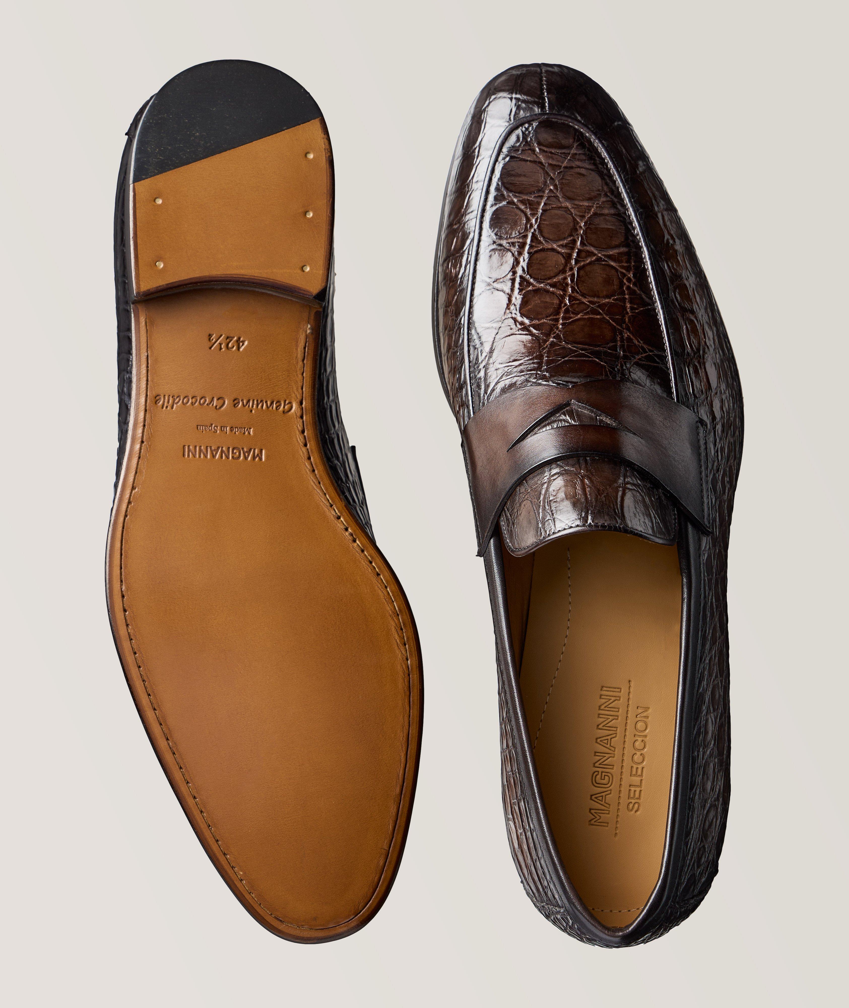 Magnanni Viggo Crocodile Leather Penny Loafers | Dress Shoes | Harry Rosen