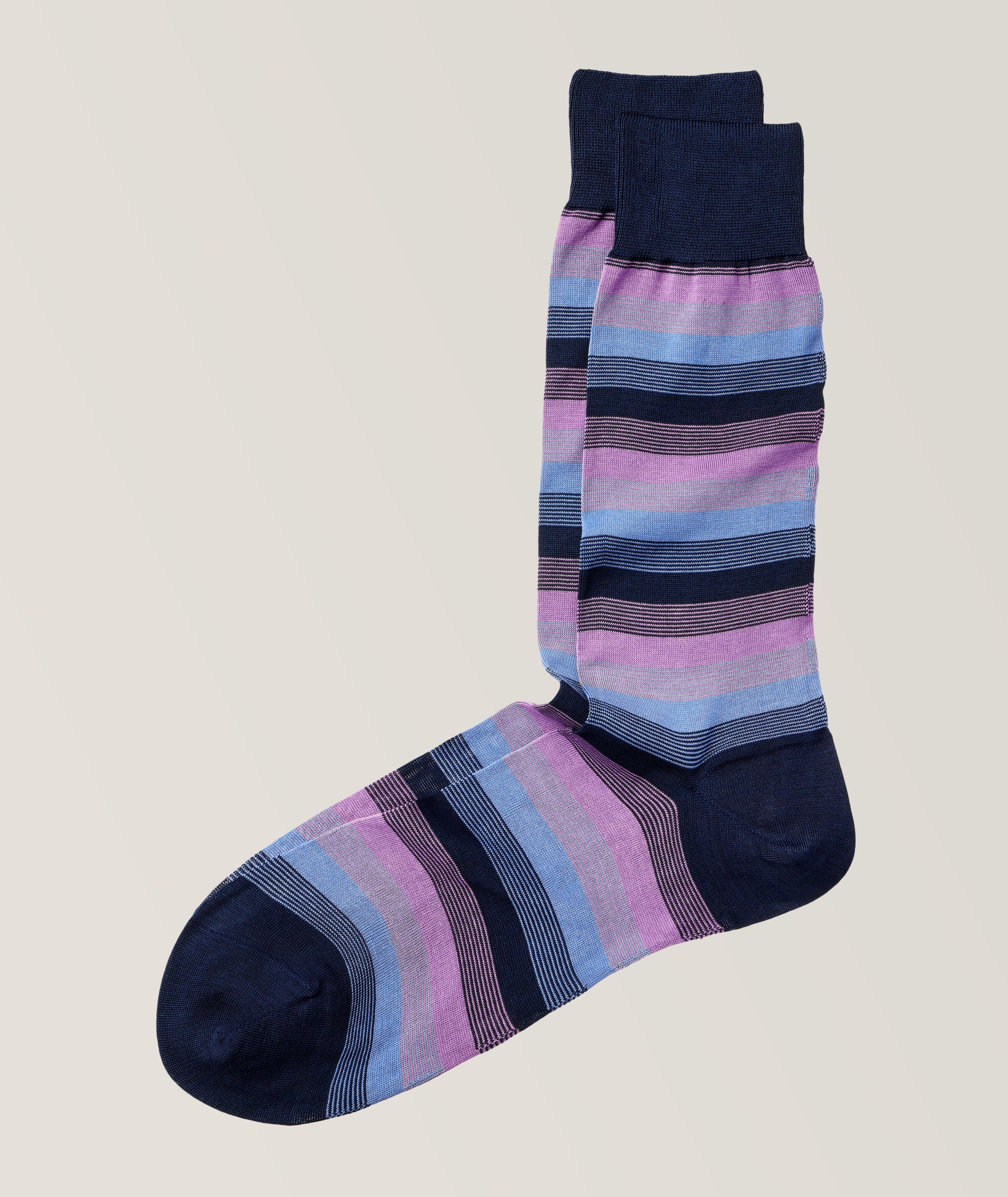 Gradient Striped Stretch Cotton Socks image 0