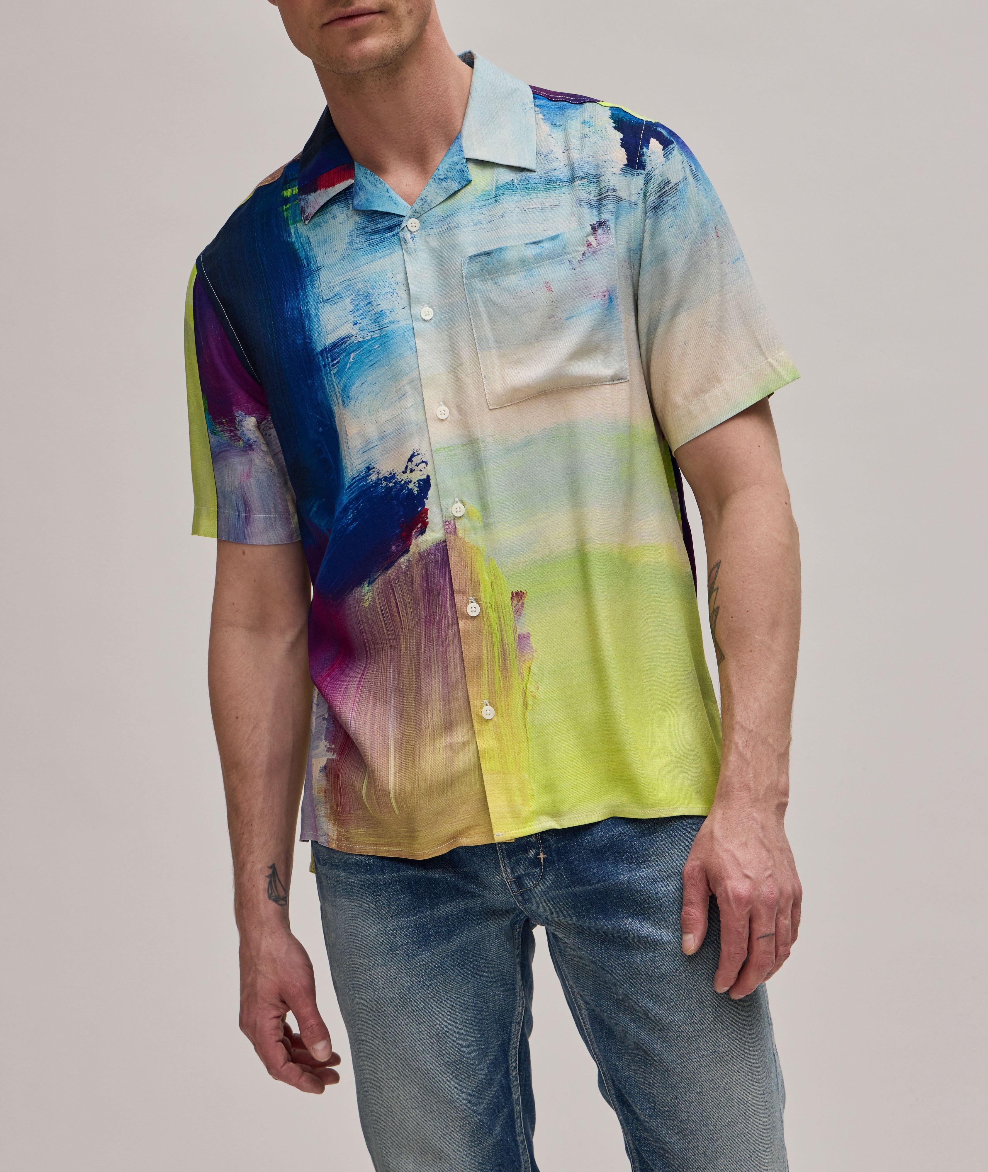 Short-Sleeve Paint Splattered Viscose Sport Shirt image 1