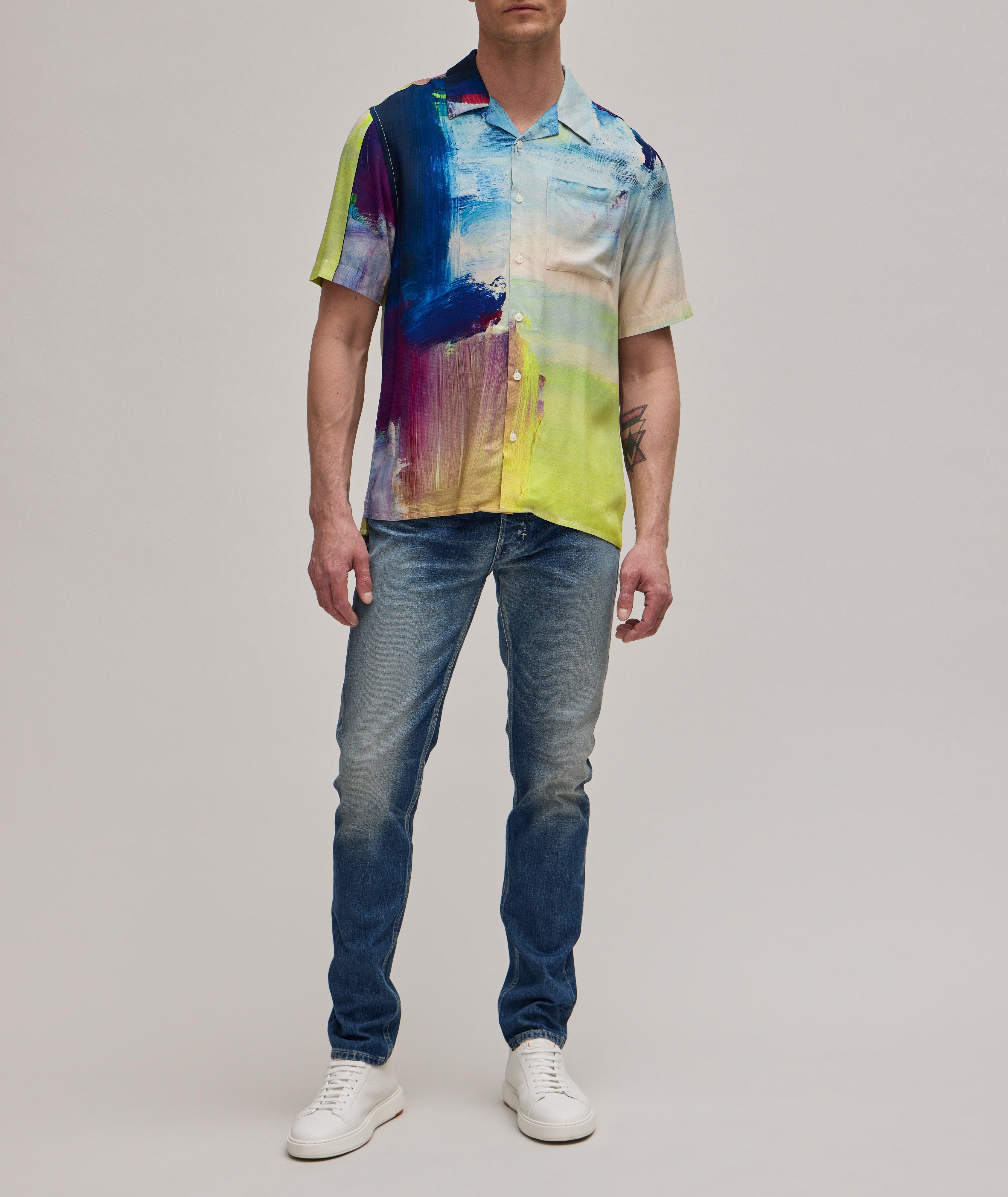 Short-Sleeve Paint Splattered Viscose Sport Shirt image 3