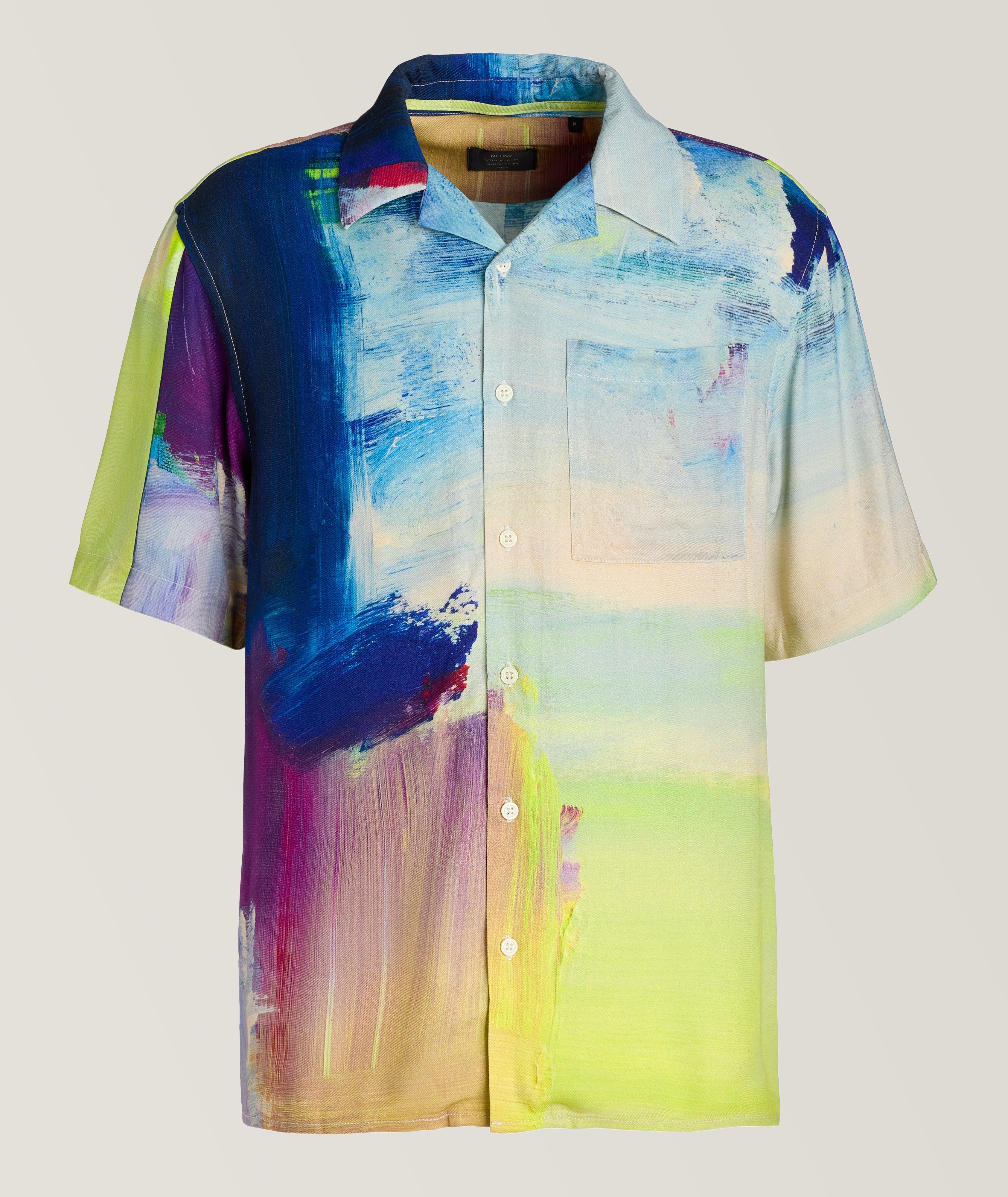 Short-Sleeve Paint Splattered Viscose Sport Shirt image 0