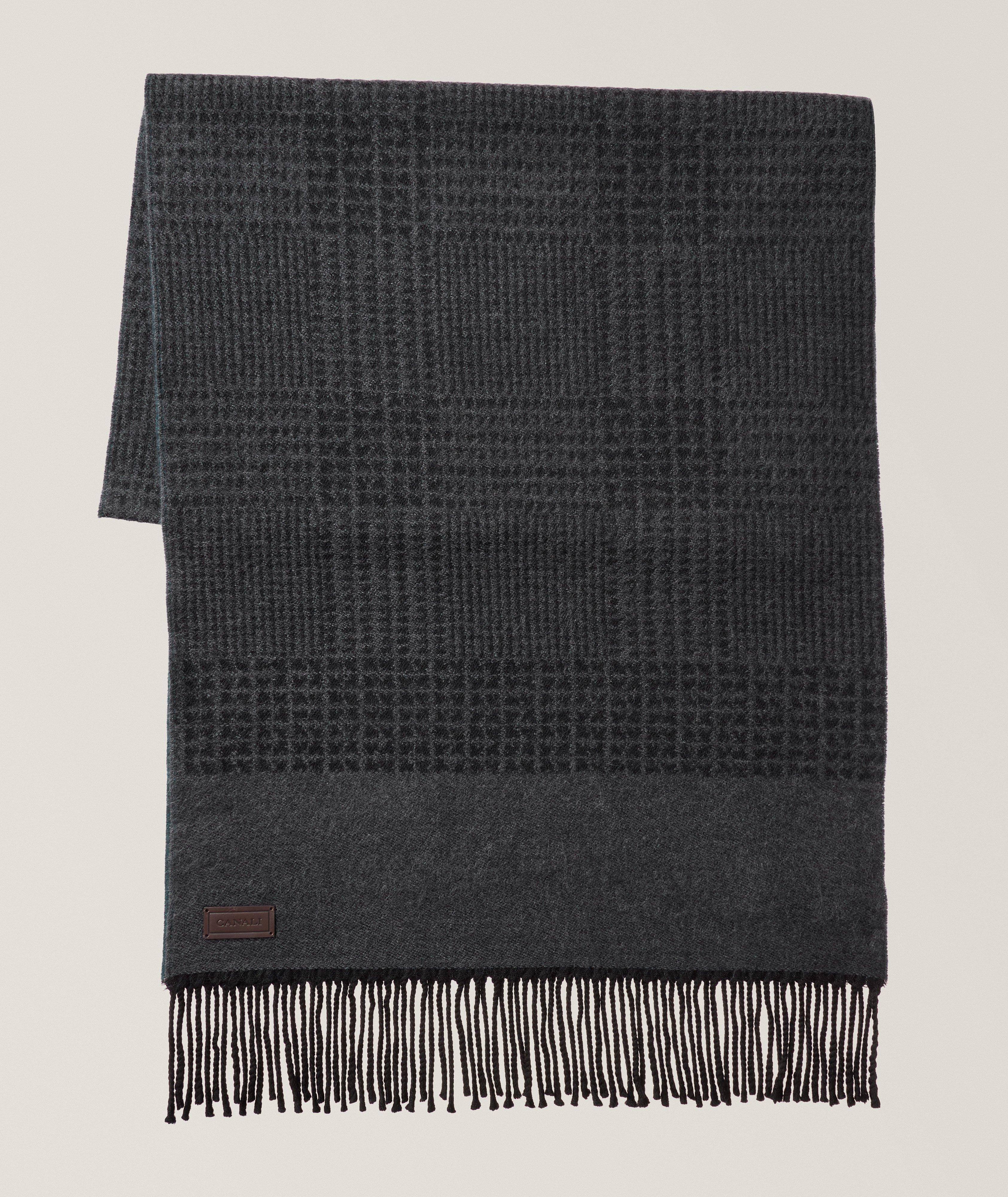 Fringed Checkered Wool Scarf image 0