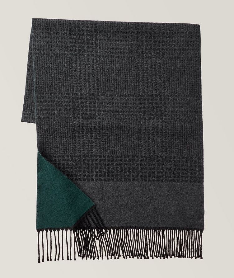 Fringed Checkered Wool Scarf image 1