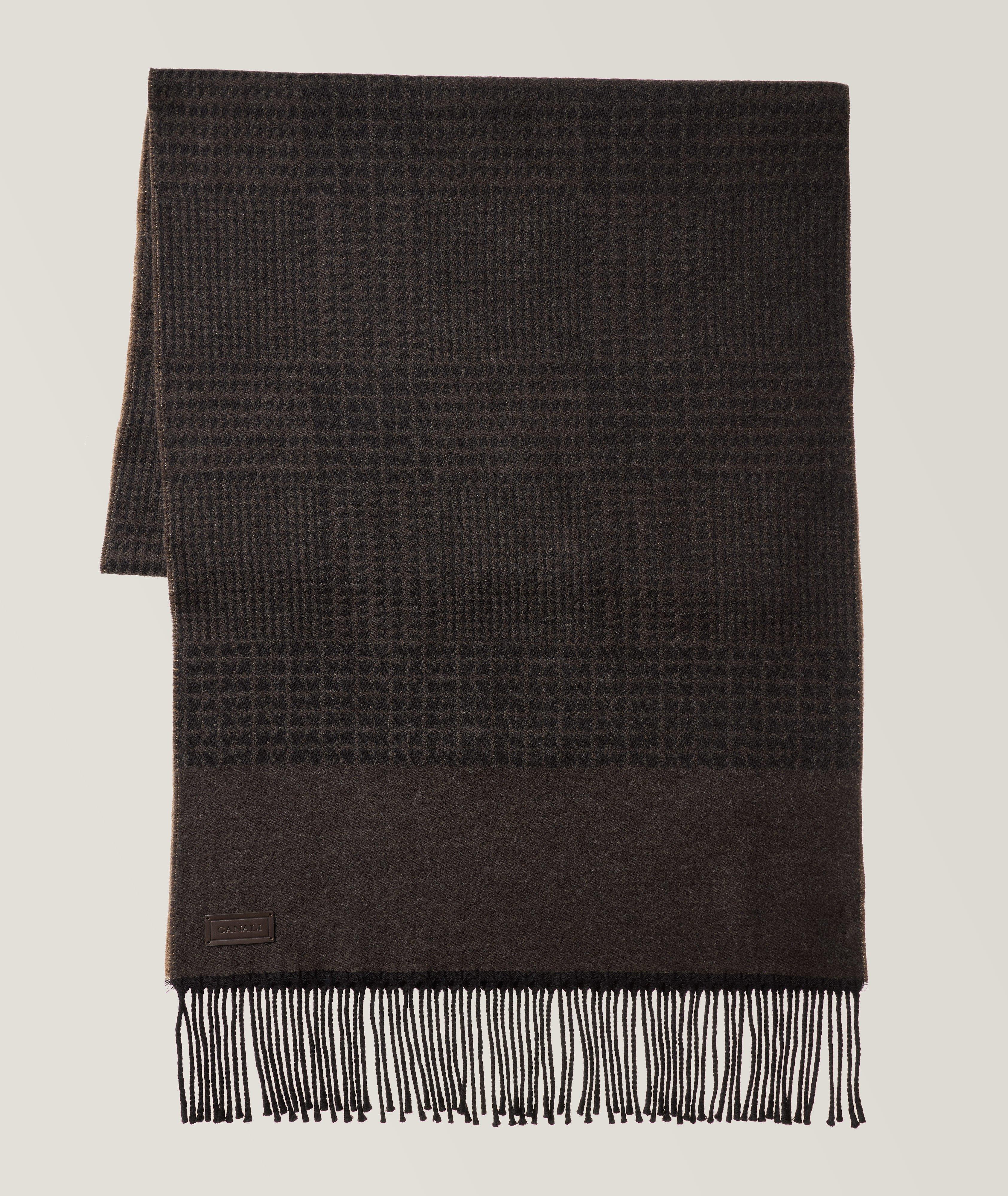 Fringed Checkered Double Face Wool Scarf image 0
