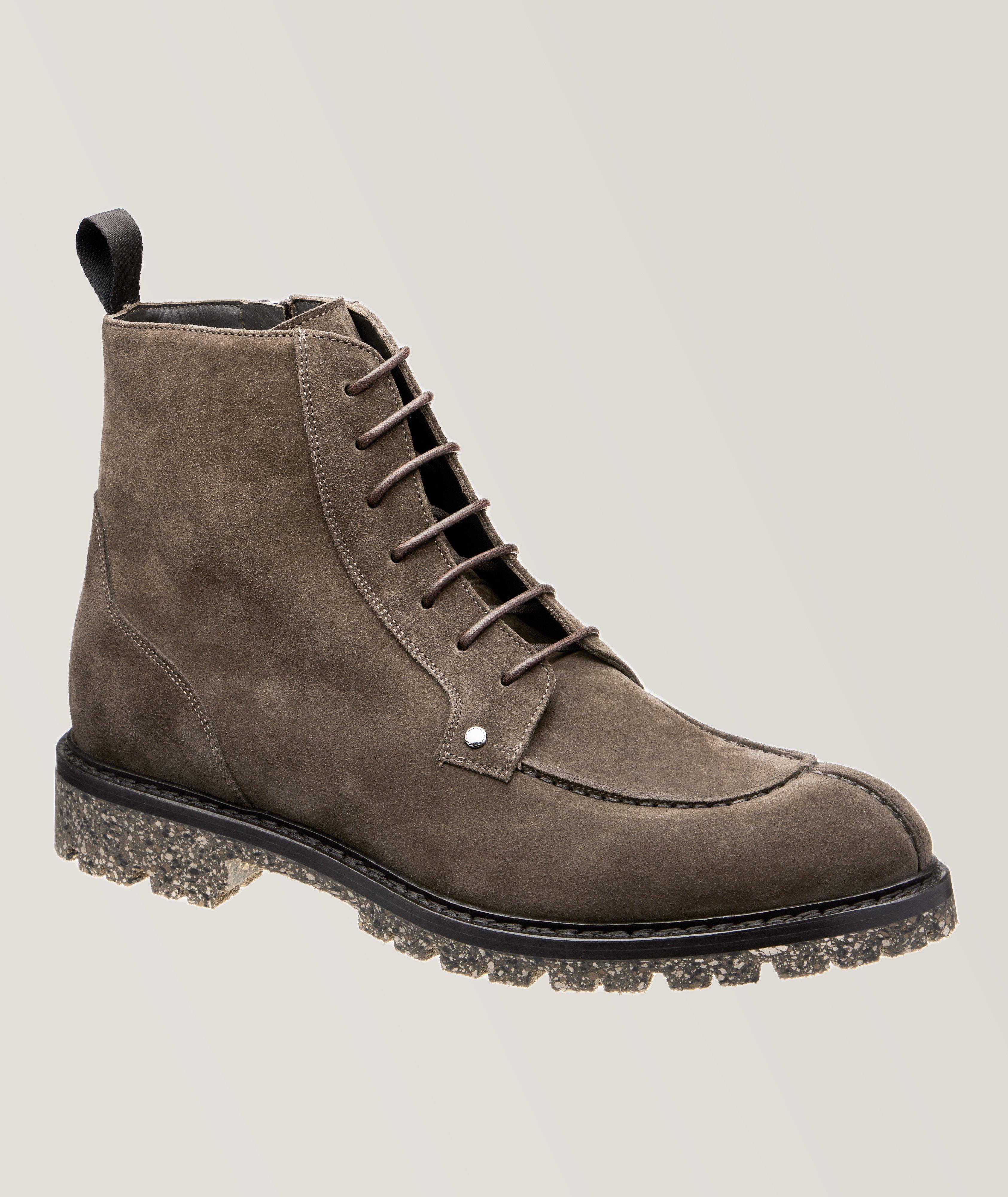 Canali Suede Lace-Up Combat Boots