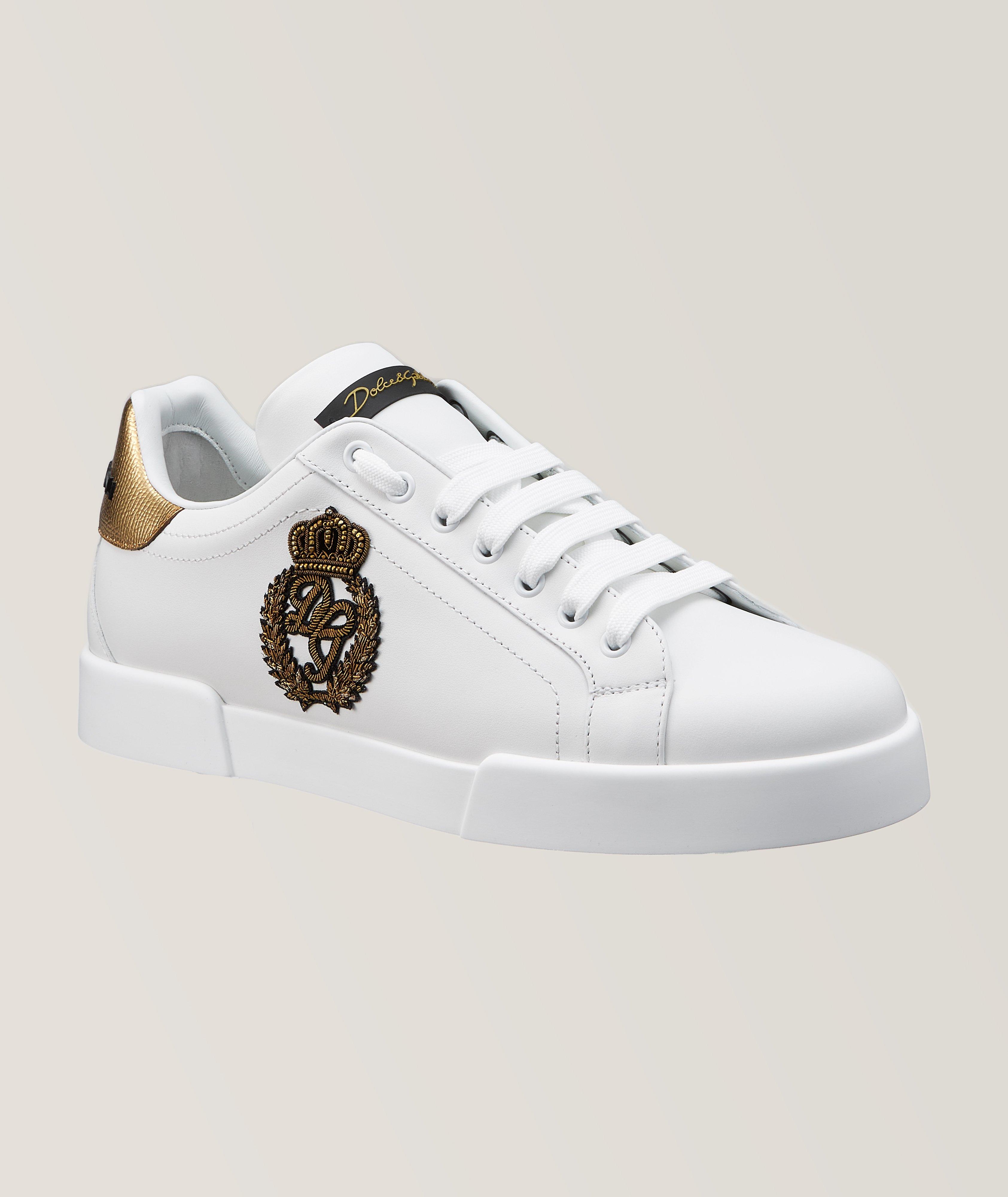 Beaded & Embroidered Patchwork Crest Portofino Sneakers  image 0