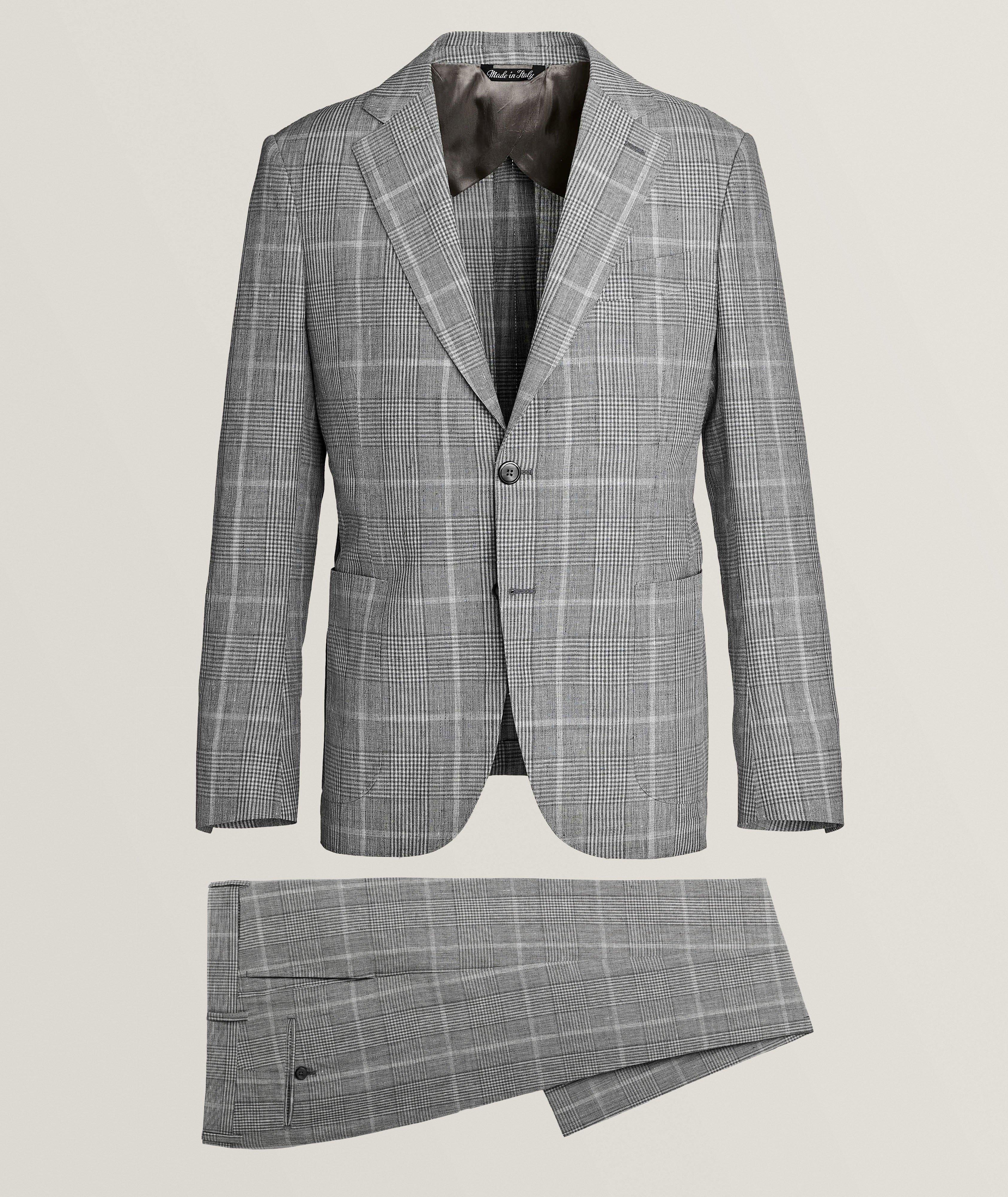 Checked Wool-Linen Suit