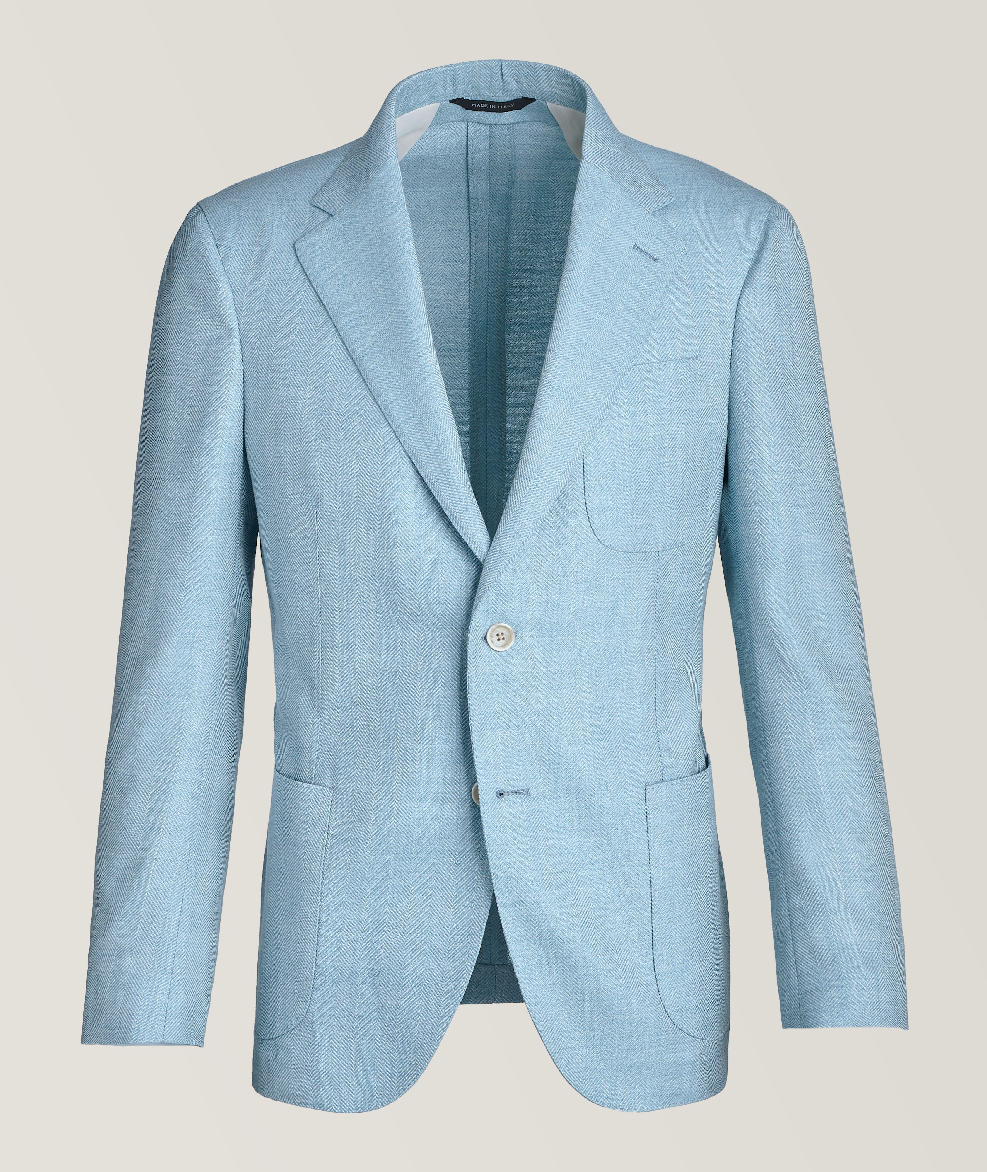 Tonal Herringbone Wool, Silk & Linen Sport jacket image 0