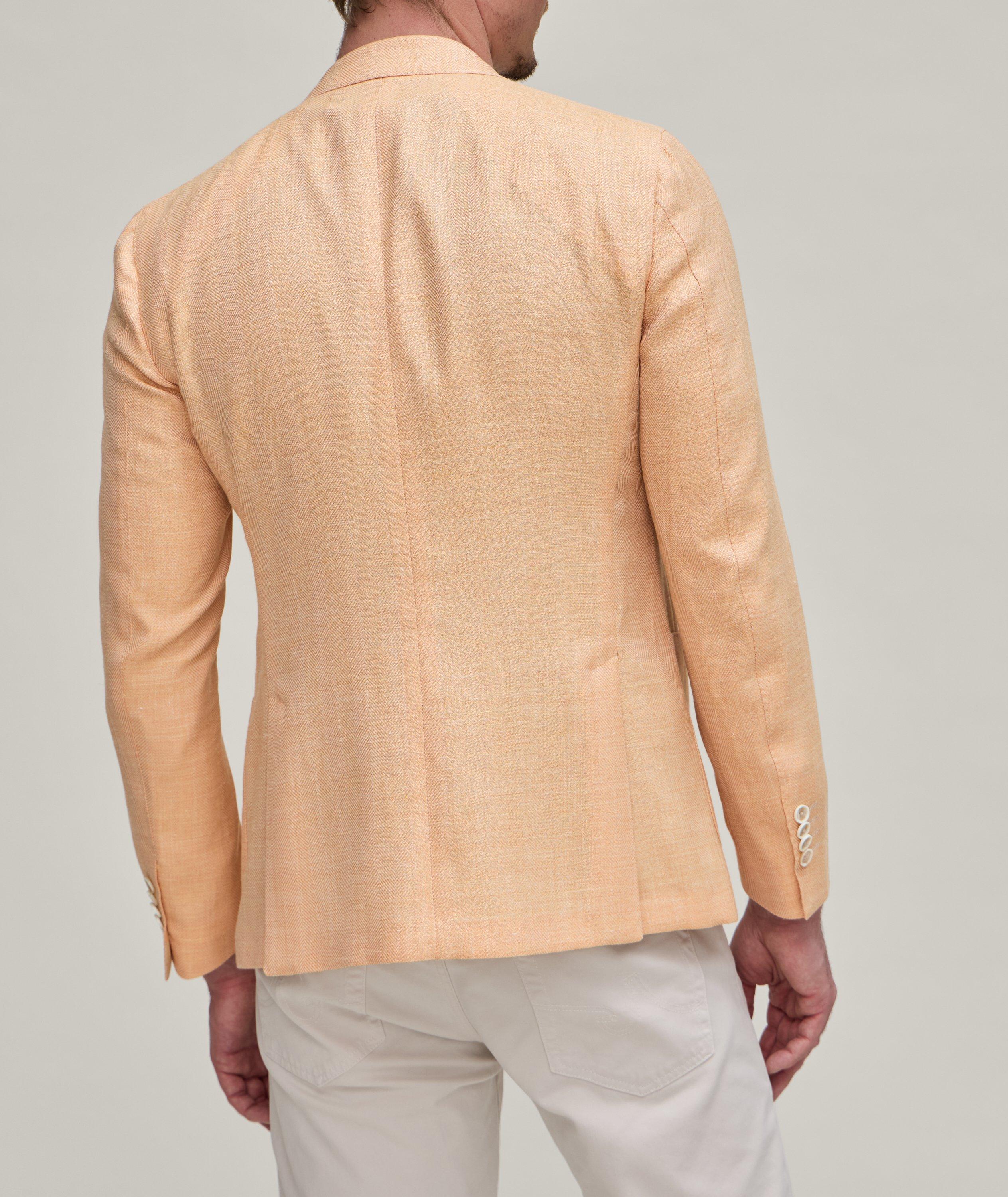 Tonal Herringbone Wool, Silk & Linen Sport Jacket image 2