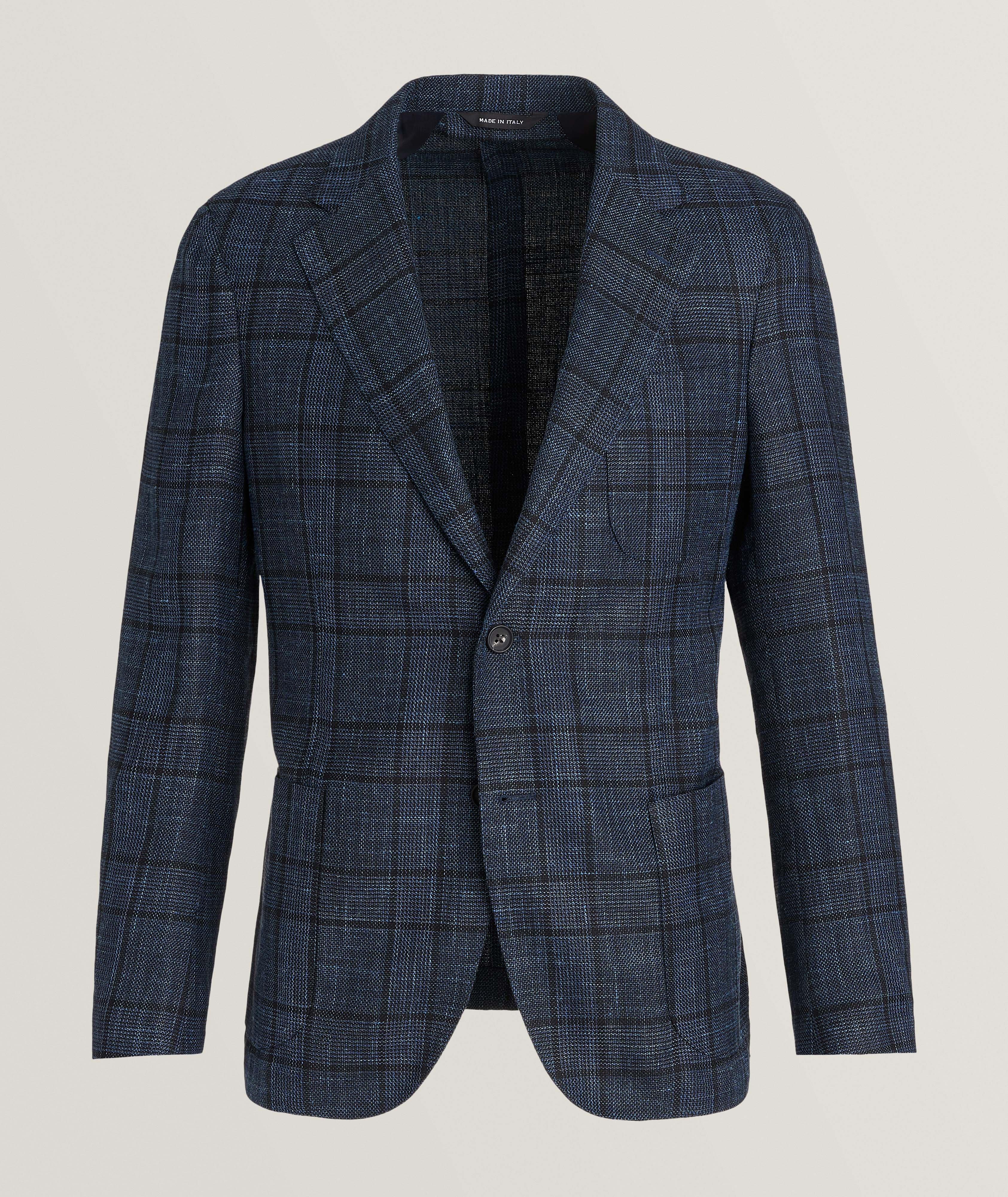 Tonal Large Plaid Virgin Wool, Silk & Linen Sport Jacket image 0