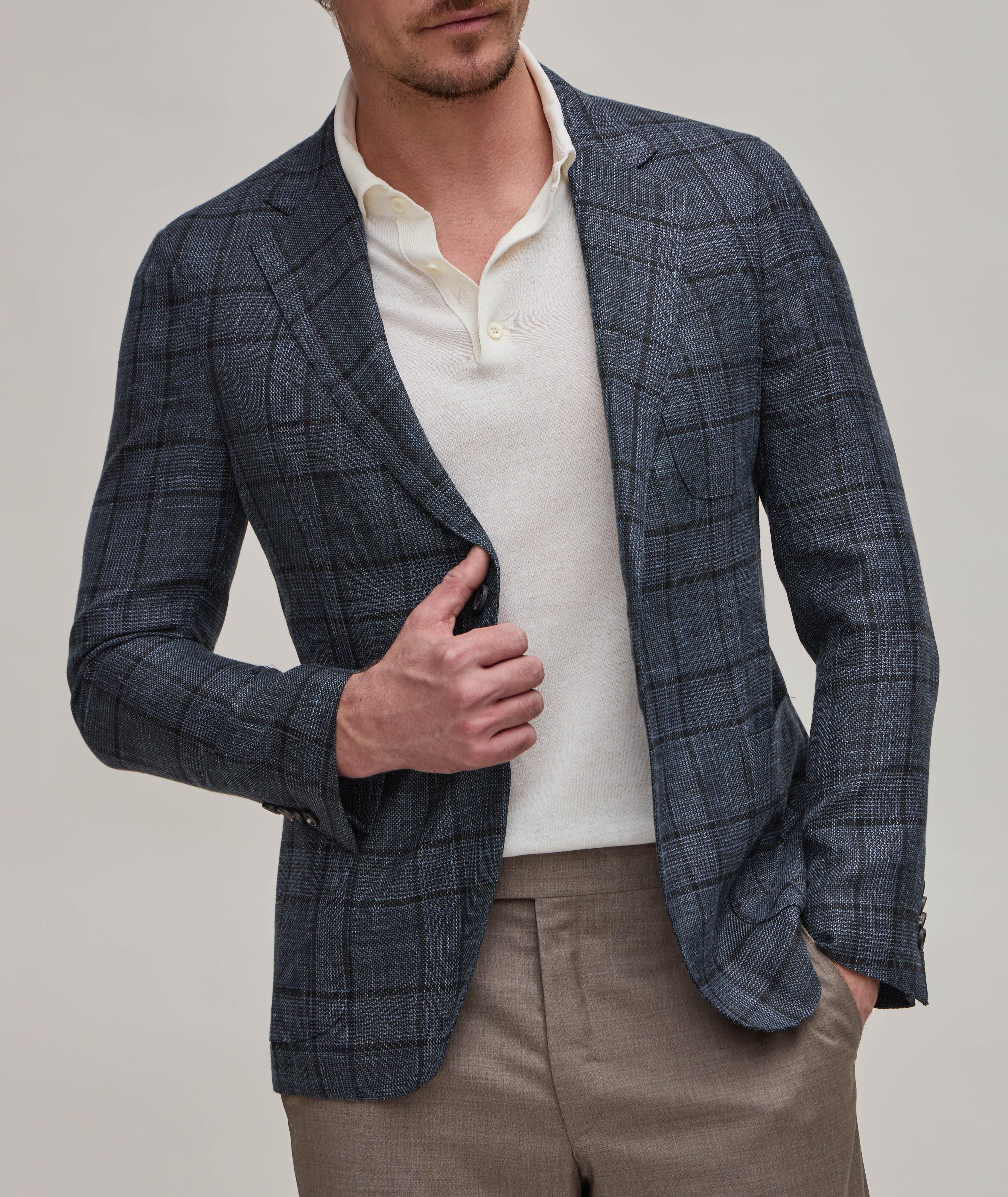 Tonal Large Plaid Virgin Wool, Silk & Linen Sport Jacket image 1