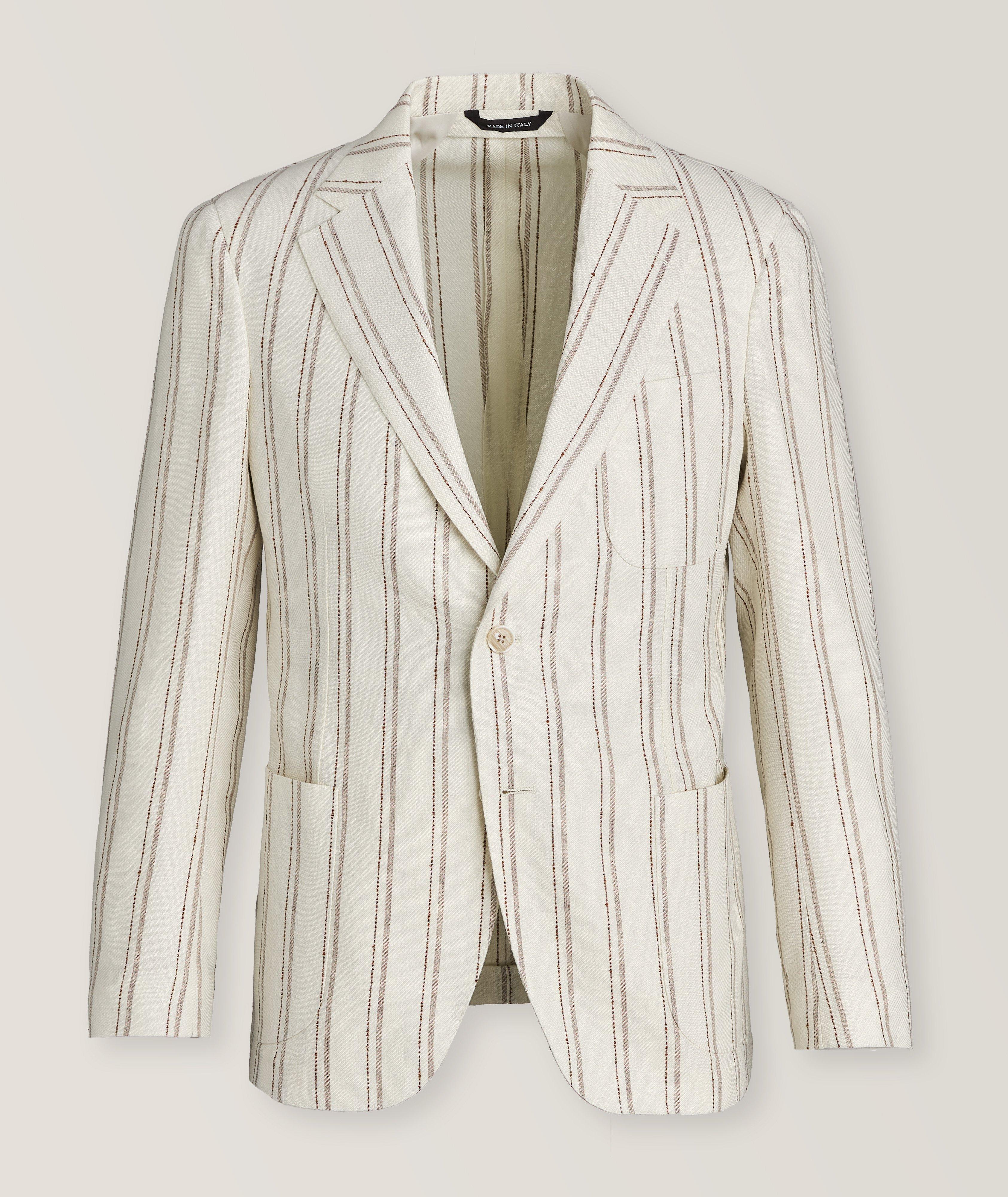 Wide Stripe Linen-Virgin Wool Sport Jacket  image 0