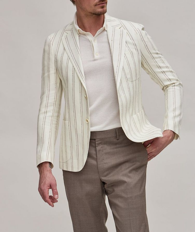 Wide Stripe Linen-Virgin Wool Sport Jacket  image 1