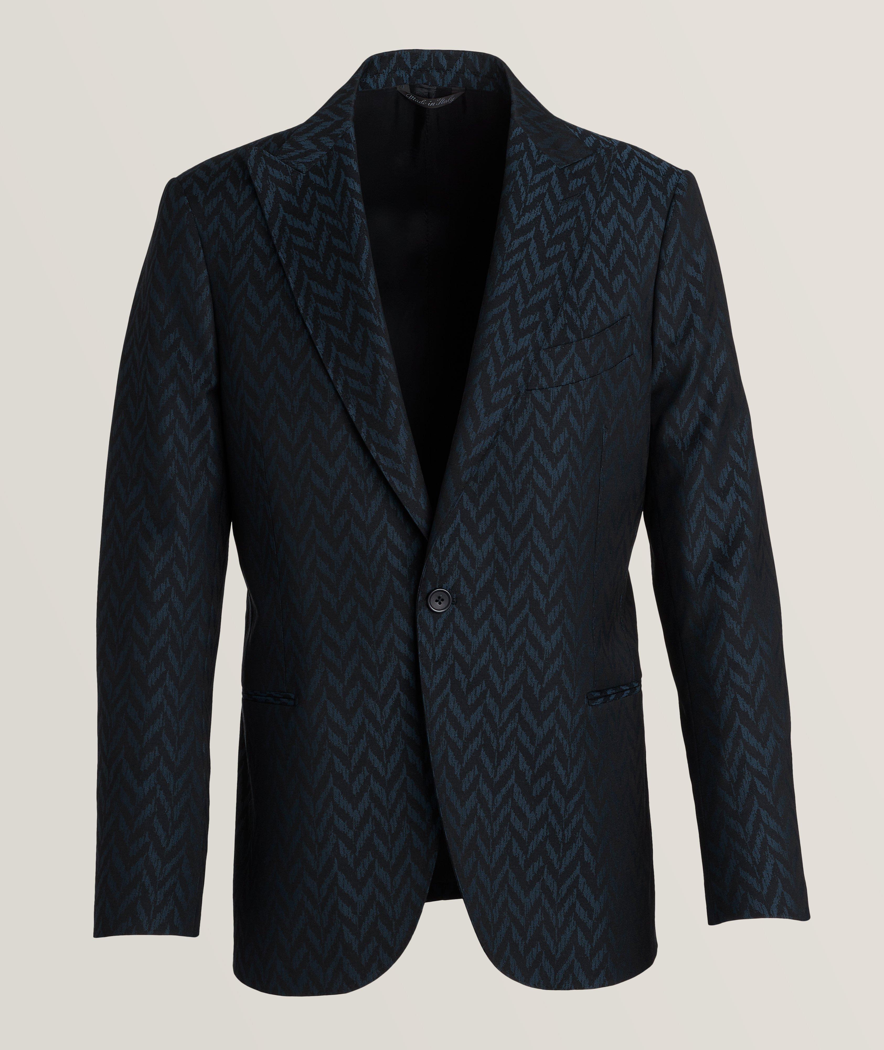 Harold Large Herringbone Jacquard Virgin Wool Suit Jacket