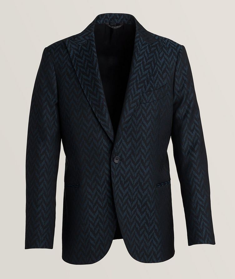 Large Herringbone Jacquard Virgin Wool Suit Jacket image 0