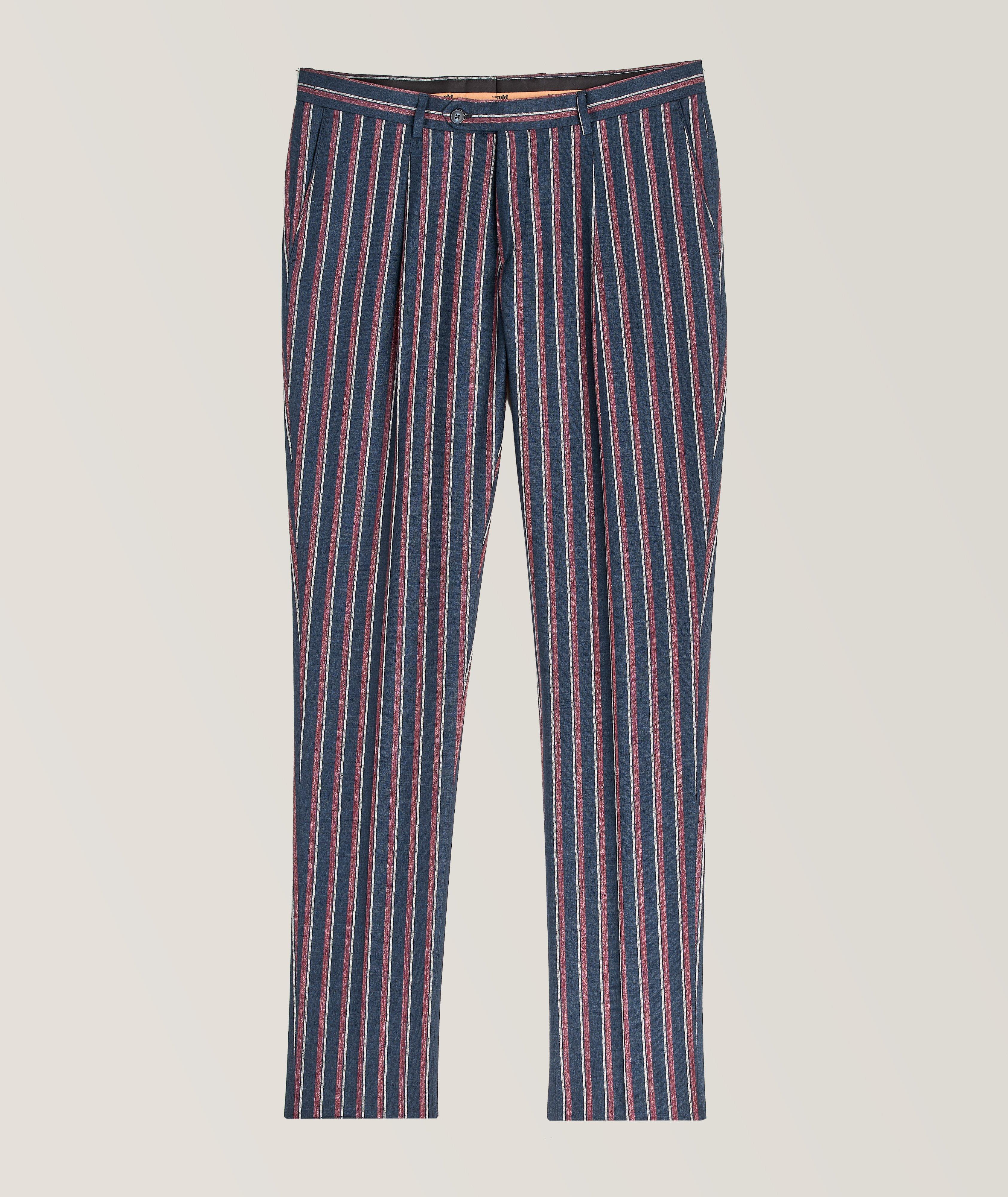 Harold E. Thomas Striped Wool, Silk & Linen Pants 